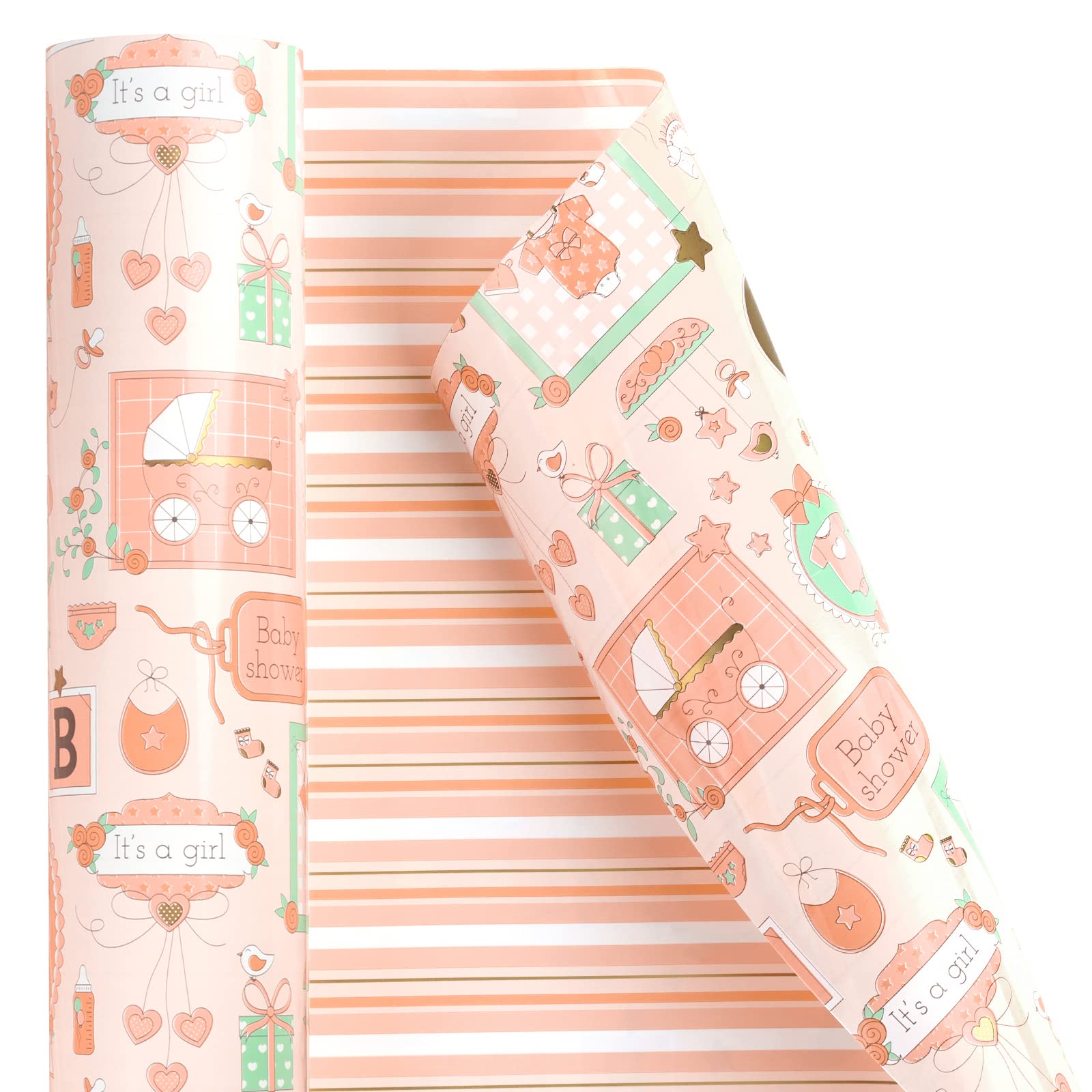 Reversible Baby Girl Wrapping Paper - Mini Roll 17