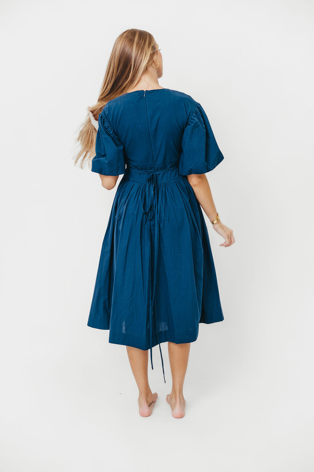 Gayle Midi Dress in Dark Navy - Flattering A-Line Women's Dress for Casual Wear, Office & Date Night | Plus Size Options Available