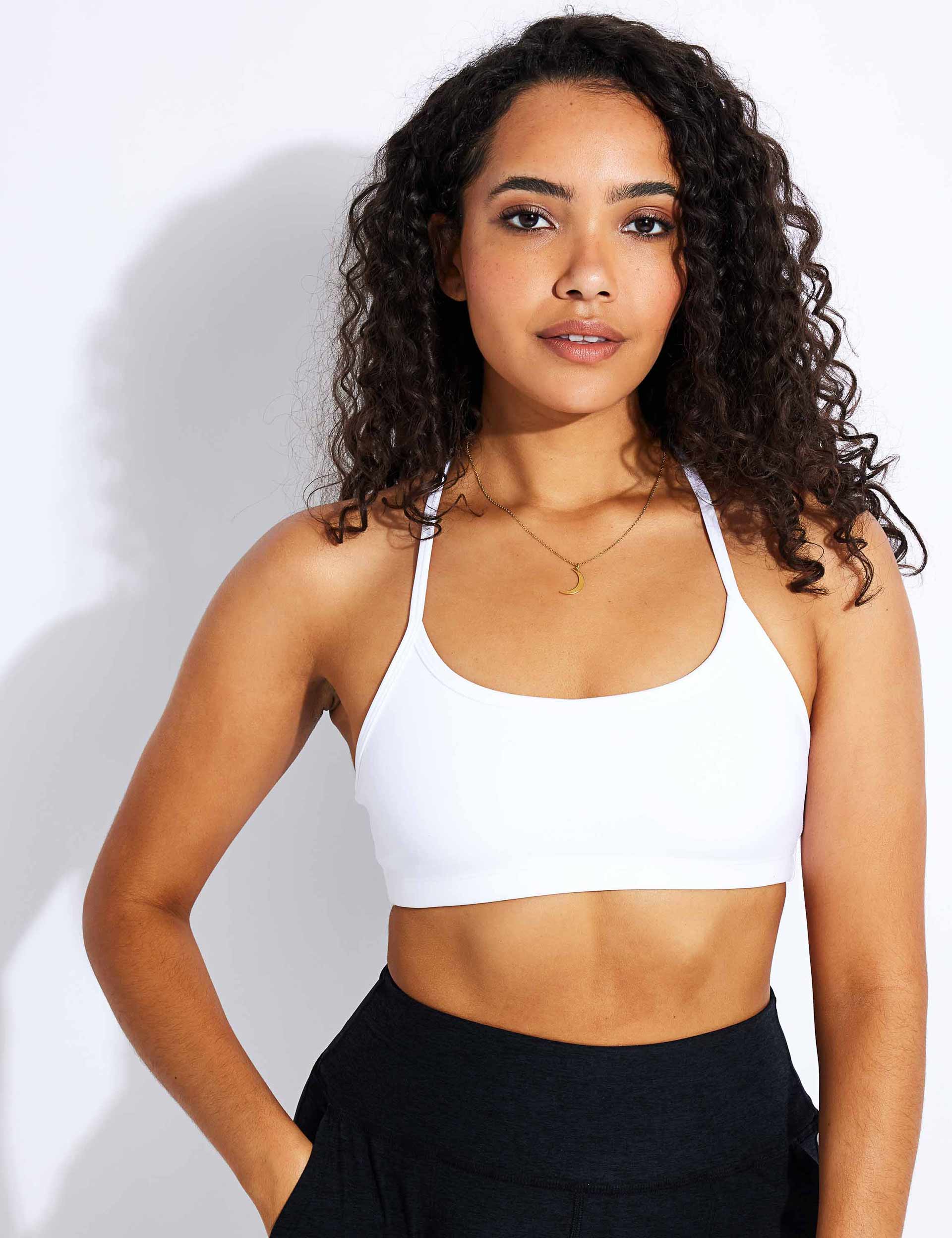 Spacedye Slim Racerback Bra for Women - Cloud White | Seamless Yoga Sports Bra | Perfect for Workouts, Running & Lounge Wear