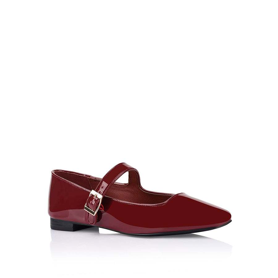 Eden Mary Jane Flats - Wine Patent Leather Women's Shoes for Comfort & Style | Perfect for Work, Casual & Special Occasions
