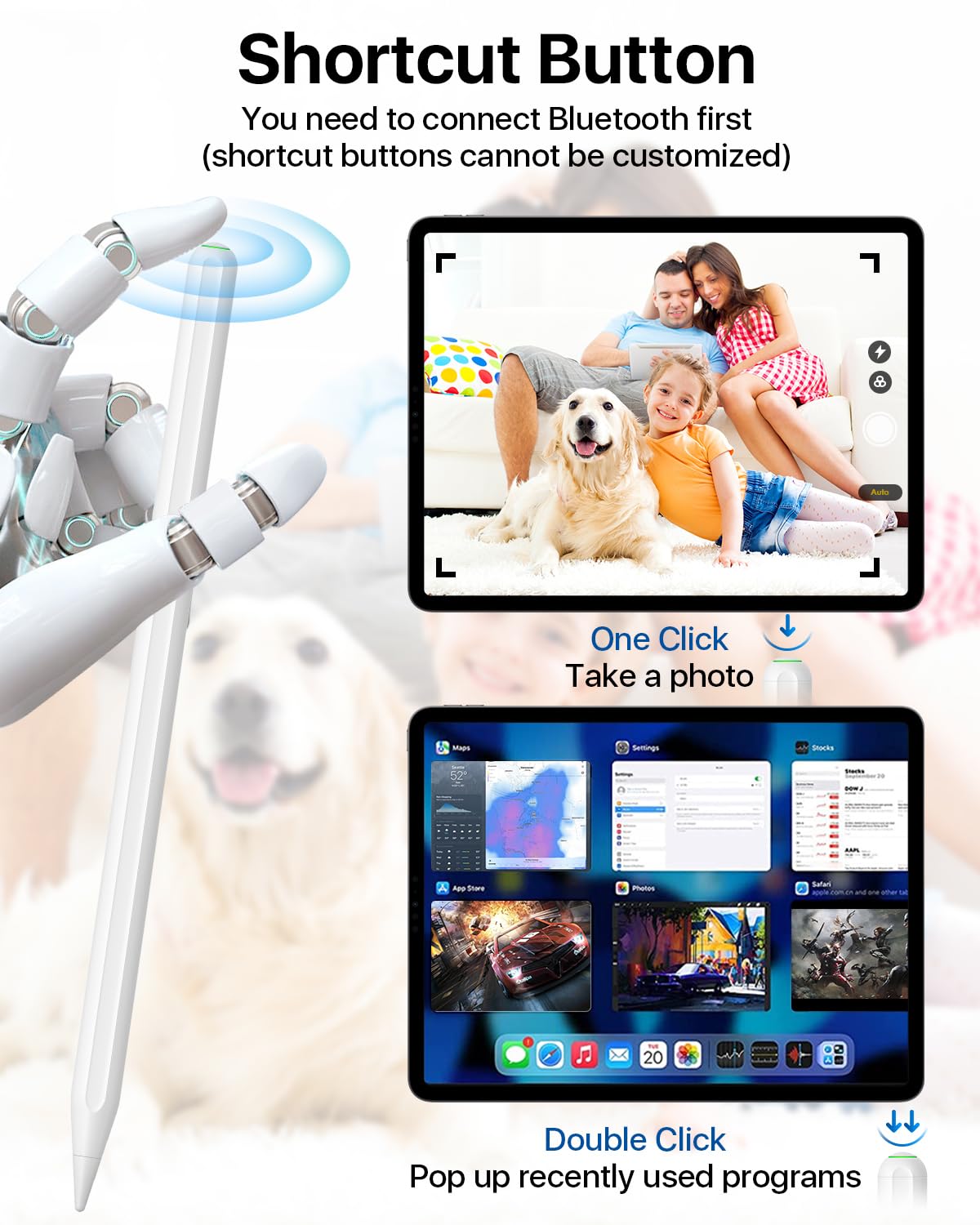 Magnetic Wireless Charging Stylus Pen for iPad - Compatible with iPad Pro 11 (1st/2nd/3rd/4th Gen), iPad Pro 12.9 (3rd/4th/5th/6th Gen), iPad Air 4/5, iPad Mini 6 - Perfect for Drawing, Note Taking & Digital Art