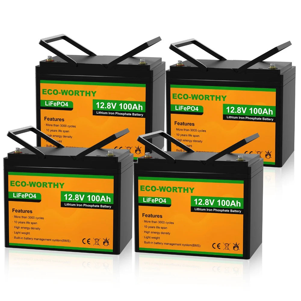 ECO WORTHY 12V 100Ah LiFePO4 Deep Cycle Battery - Perfect for Solar Power Systems, RVs, Marine & Off-Grid Applications