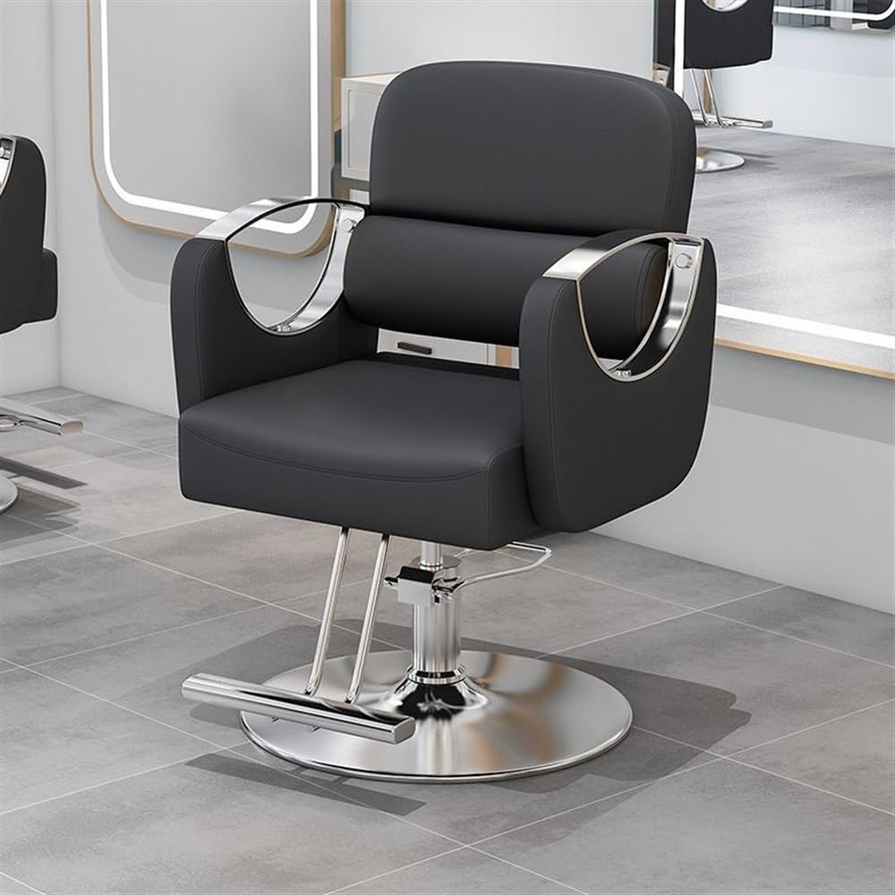 Professional 360° Swivel Barber Chair - Heavy Duty Styling & Shampoo Salon Chair with Rolling Casters | Perfect for Hair Salons, Barber Shops & Spa Treatments (Black)