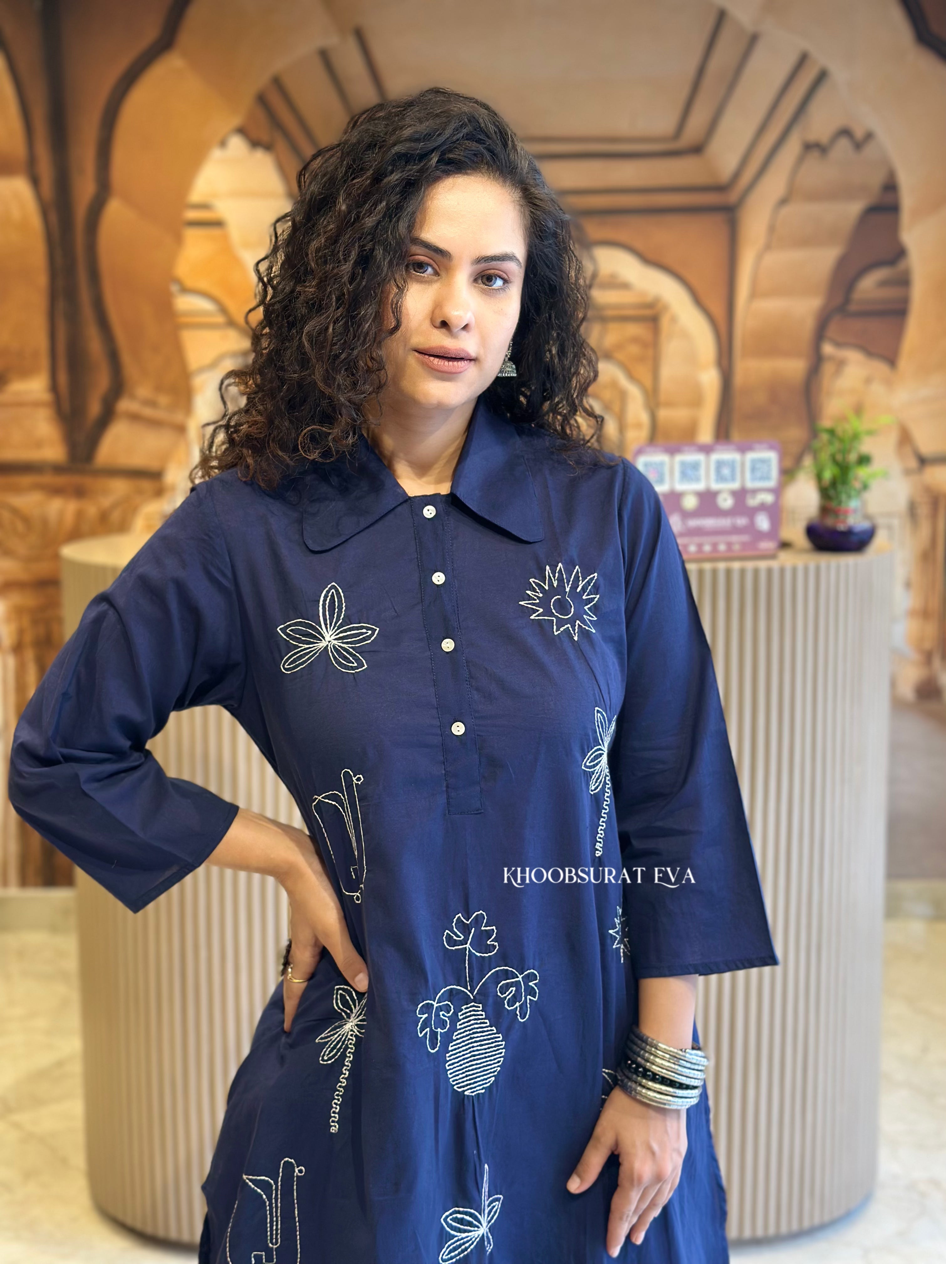 Lucid Dreaming Blue Kurta Set for Women - Stylish Indian Ethnic Wear for Festivals, Weddings & Casual Outings