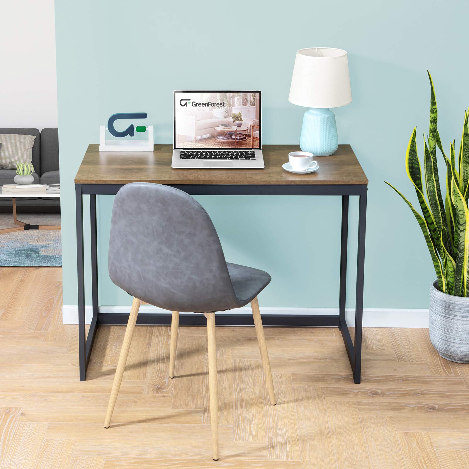 GreenForest 40 Inch Compact Computer Desk for Small Spaces - Modern Home Office Desk, Laptop Study Table & Workstation in Brown - Perfect for Apartments, Dorms & Home Offices