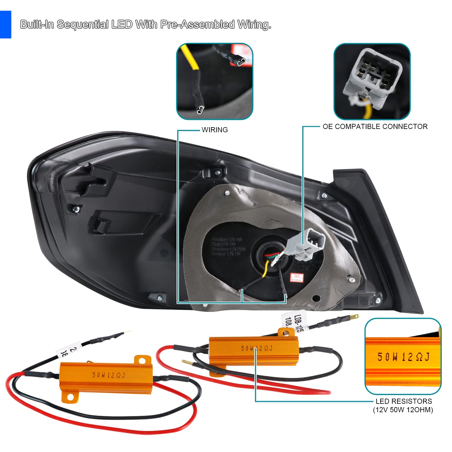 Spec-D Tuning Black Smoke LED Tail Lights with White Sequential LED Tube - Compatible with 2015-2021 Subaru WRX & WRX STI (Left + Right Pair) - Upgrade Your Car's Style & Visibility for Night Driving