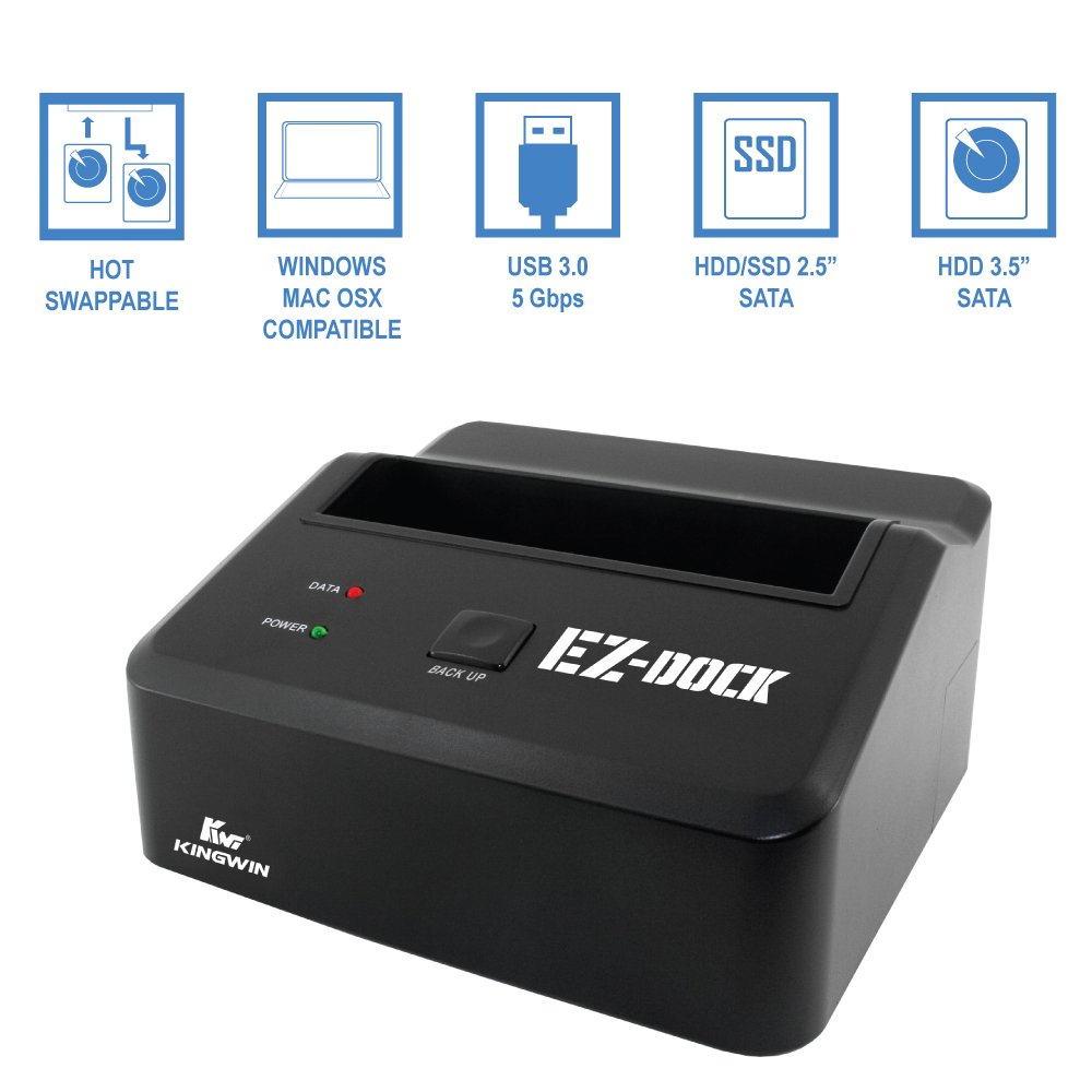 Kingwin USB 3.0 to SSD/SATA Hard Drive Docking Station - Tool-Free 2.5