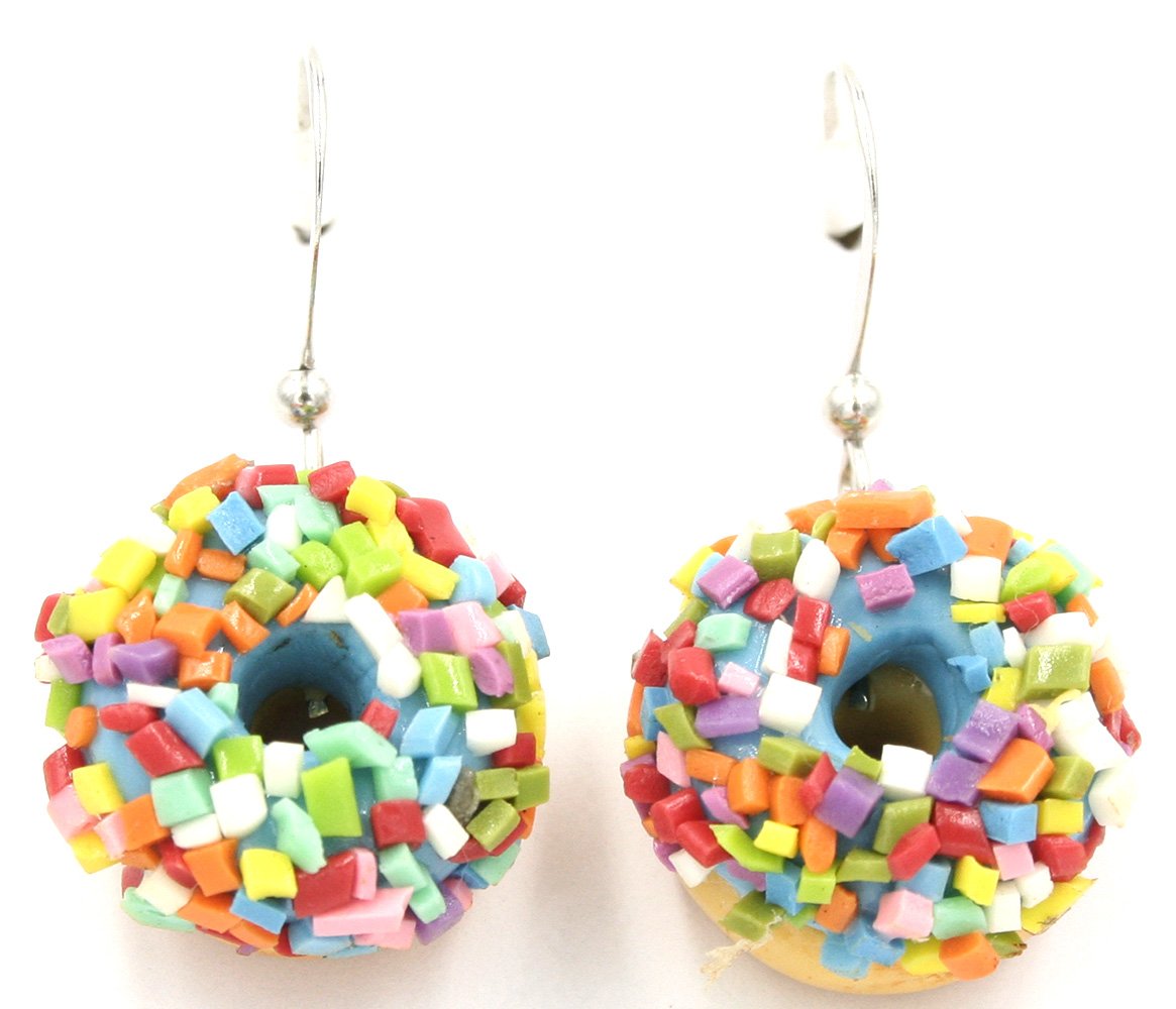 Handmade Polymer Clay Donut Earrings with Sprinkles - Cute & Unique Dangle Earrings for Women, Girls - Perfect for Parties, Gifts & Everyday Wear