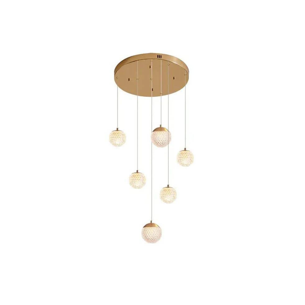 Modern Spherical Multi-Head Crystal Chandelier - Luxury Hallway Pendant Light Fixture for Foyer, Dining Room & Staircase Lighting