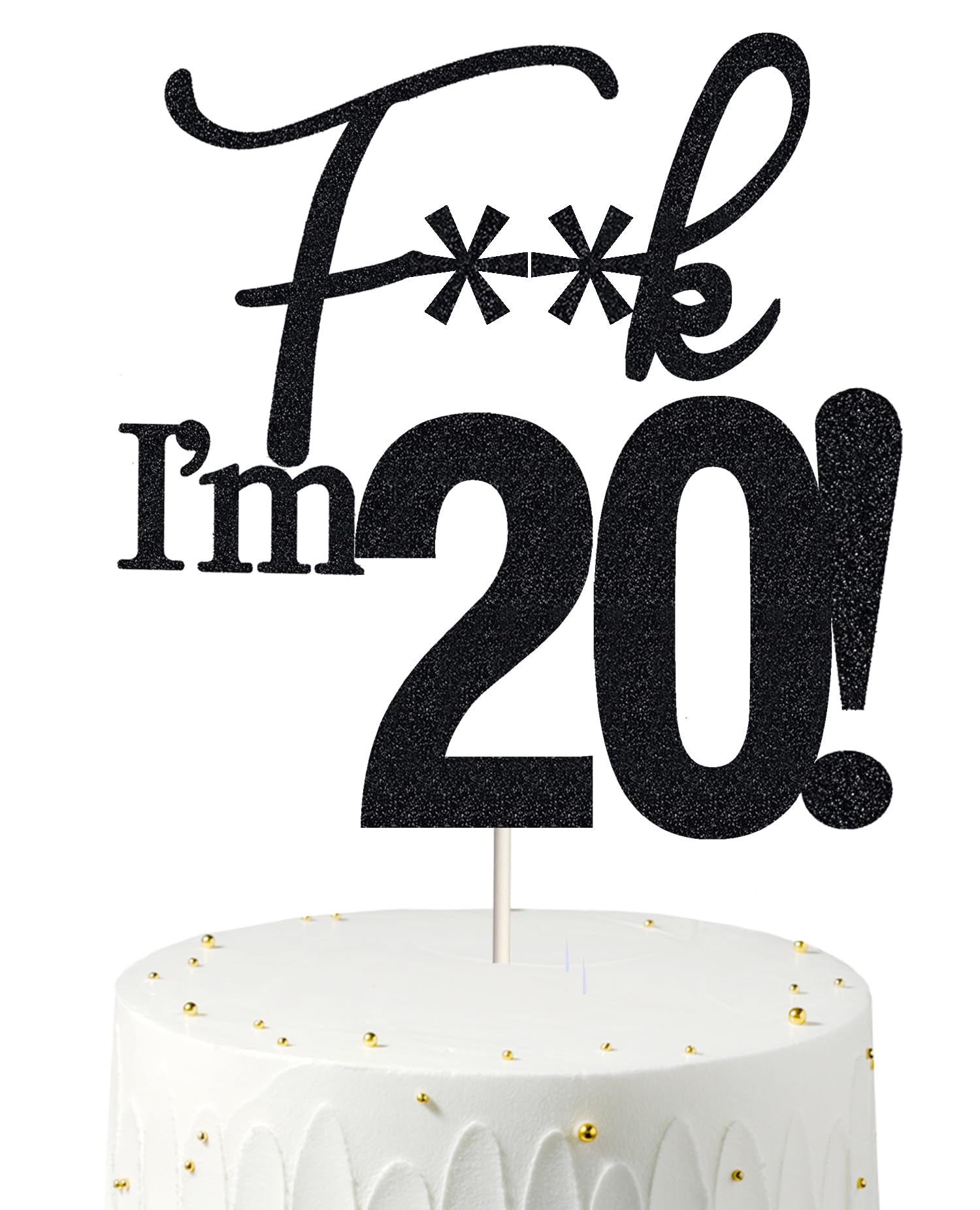 20th Birthday Cake Topper - Black Glitter Number 20 Cake Decorations for Women & Men - Perfect for 20th Birthday Party, Anniversary, and Celebration Cakes
