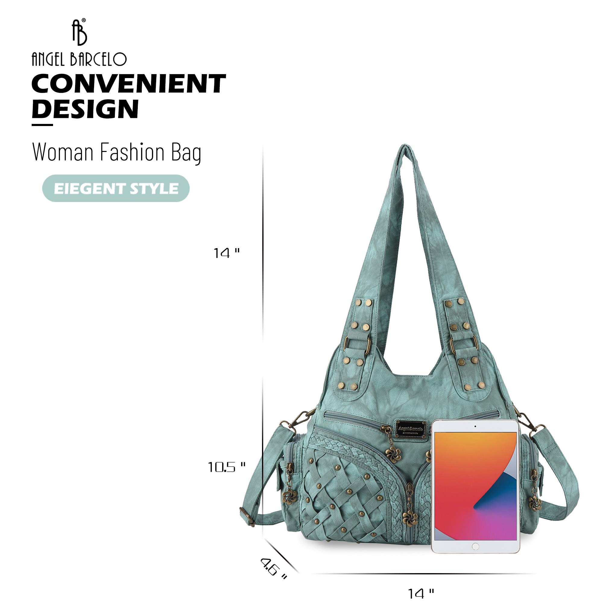 Angel Barcelo Women's Fashion Handbags - PU Leather Tote, Shoulder, Satchel & Hobo Bags for Work, Travel & Everyday Use