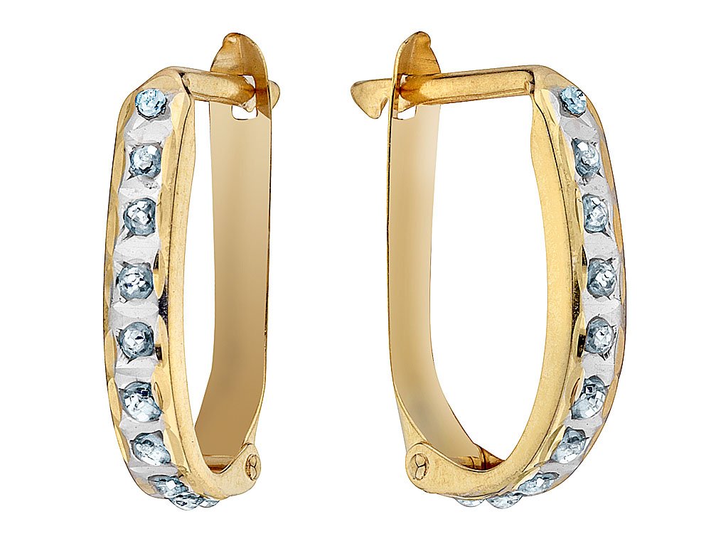 14K Yellow Gold Leverback Hoop Earrings with Accent Diamonds (1/2 Inch) - Elegant Everyday Jewelry for Women, Perfect for Work, Parties & Special Occasions