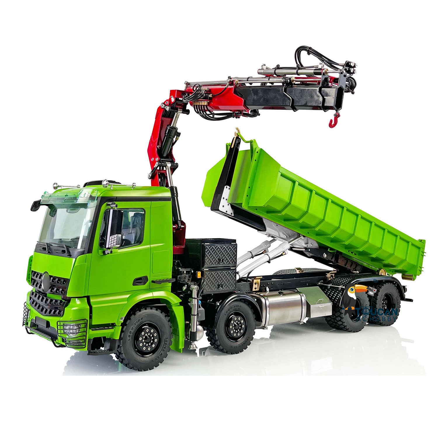 1/14 LESU 8x8 RC Hydraulic Crane Dump Truck - Metal Painted & Pre-Assembled RTR Model with Servo Motor & ESC - Perfect for Construction Site Play, Off-Road Adventure & Collectors Display