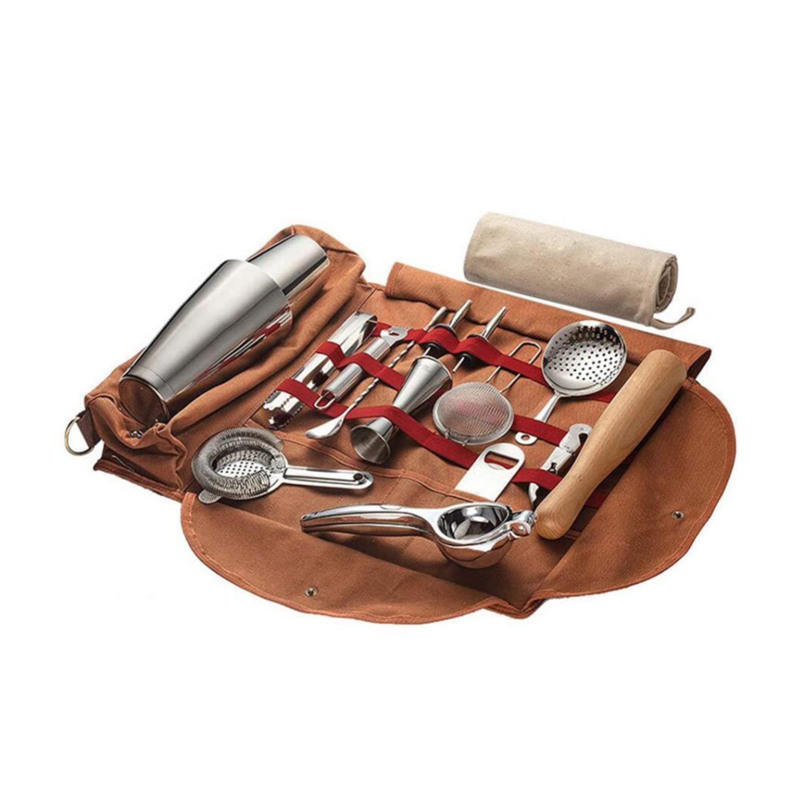 Professional Bartender Kit Bag - Portable Bar Tool Organizer with Roll-Up Design for Mixology Essentials | Perfect for Travel, Home Bars & Cocktail Parties