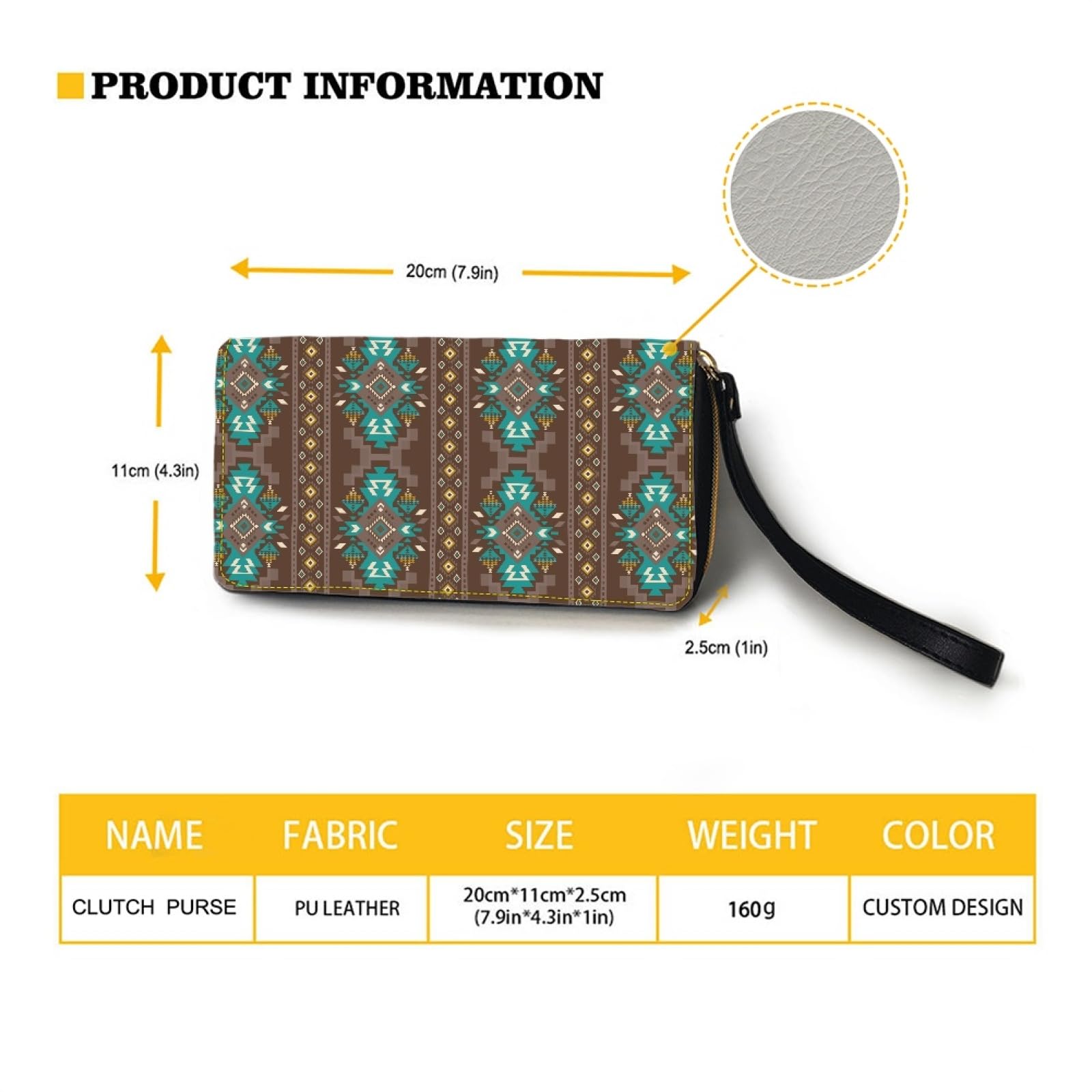 Mumeson Women's Aztec Print Long Leather Wallet with Zipper - Stylish PU Card Holder for Cash, Credit Cards & ID - Perfect for Travel, Parties & Everyday Use (Casual Portable Wristlet Purse)