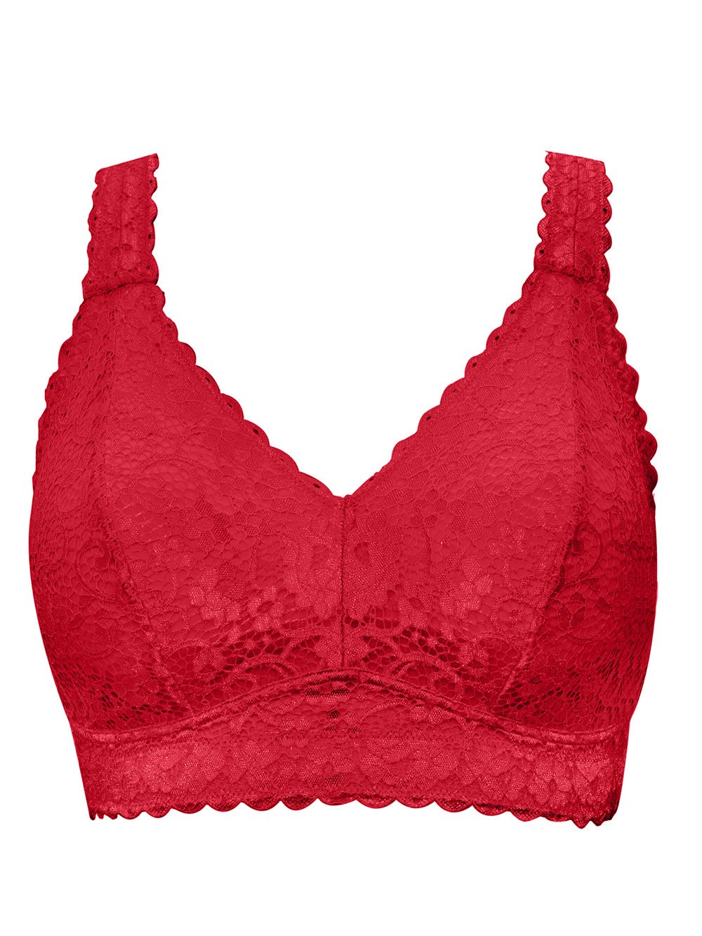 Adriana Lace Bralette - Sexy Red Lingerie for Women | Comfortable Wireless Bra | Perfect for Date Night, Bridal Shower & Boudoir Photography