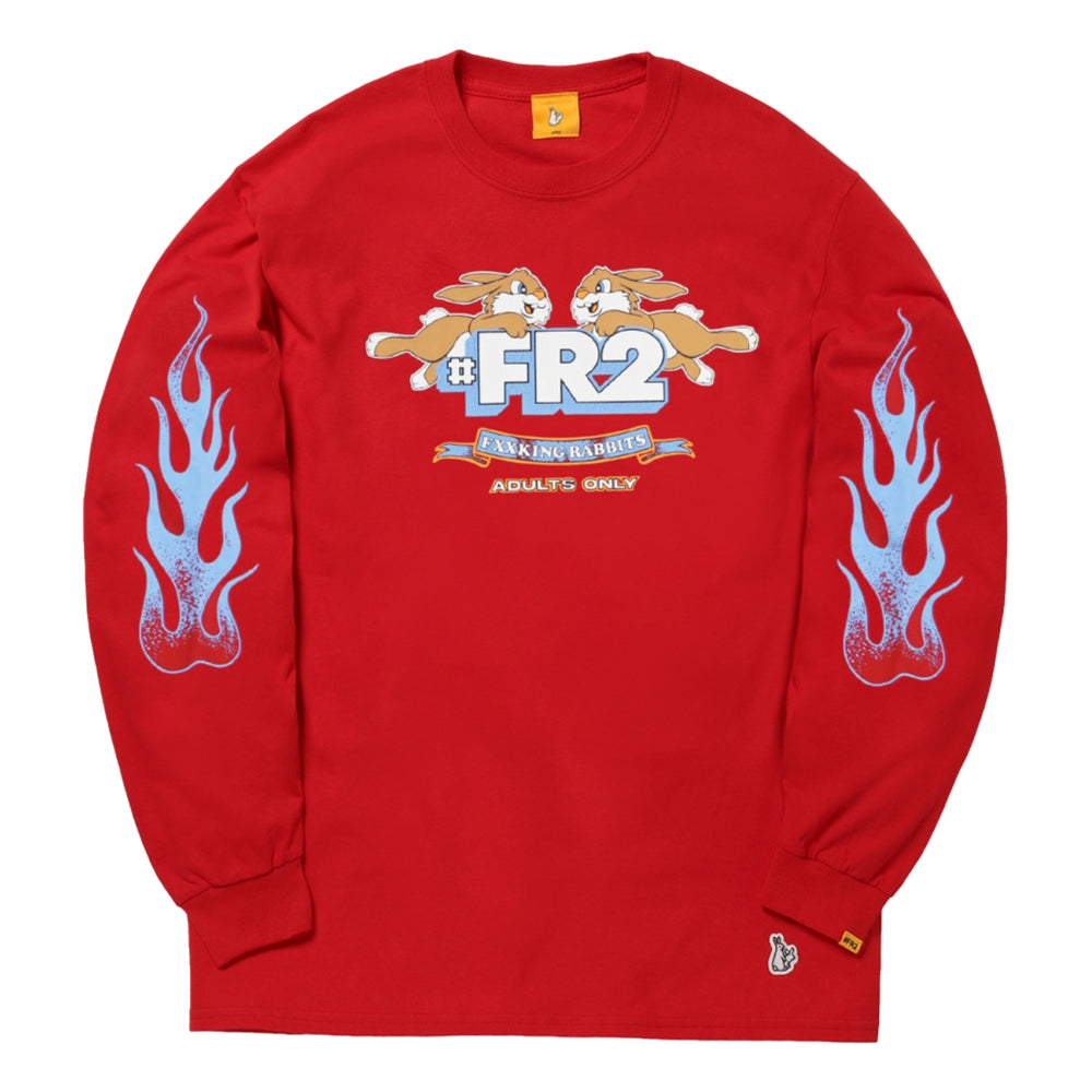 FR2 Rabbits Long Sleeve T-Shirt for Men - Red Cotton Graphic Tee [FRC2981] | Casual Streetwear & Anime Fashion for Everyday Wear