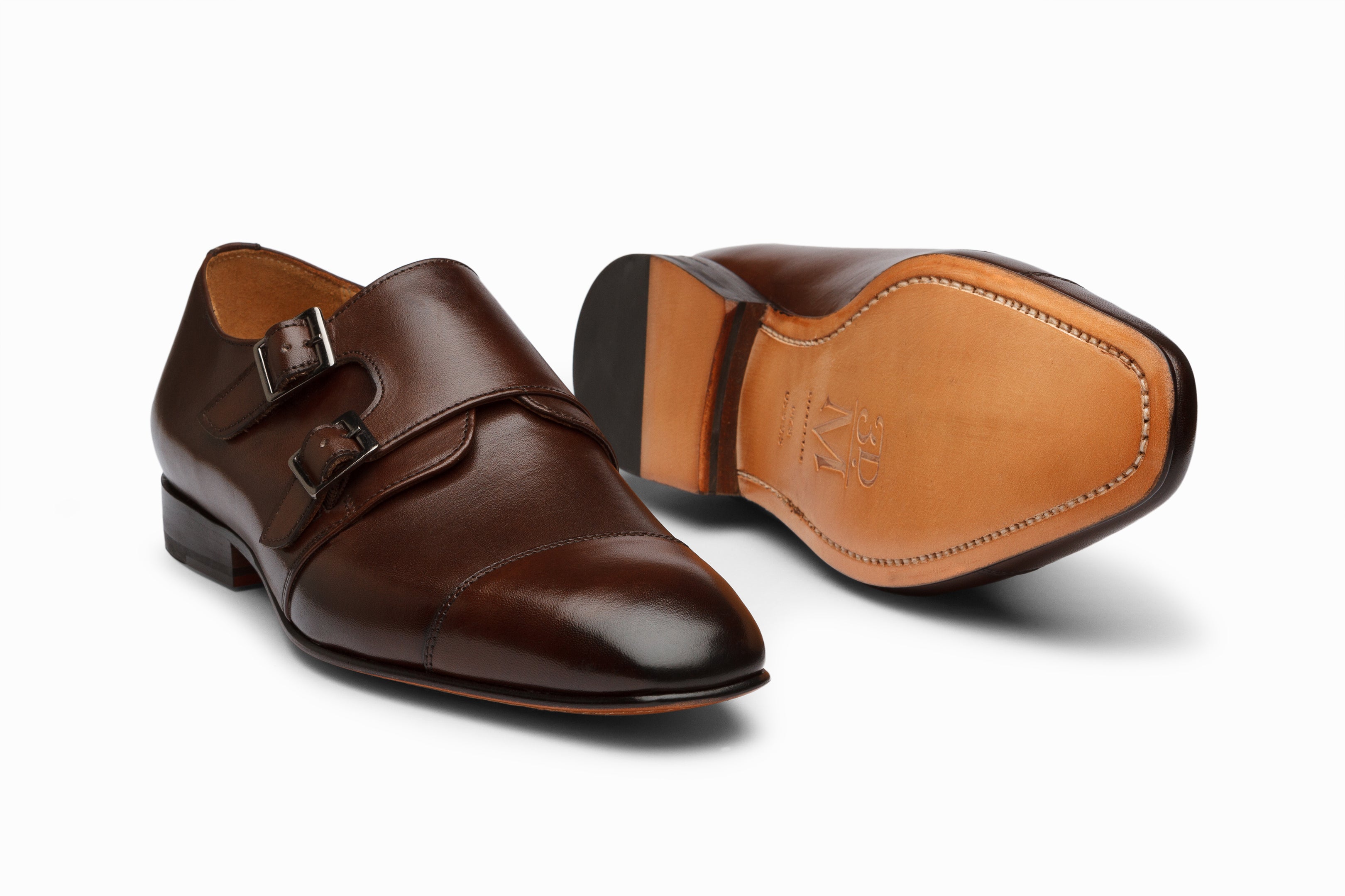 Premium Dark Brown Off-Centered Double Monk Strap Dress Shoes for Men – Elegant Formal & Business Attire