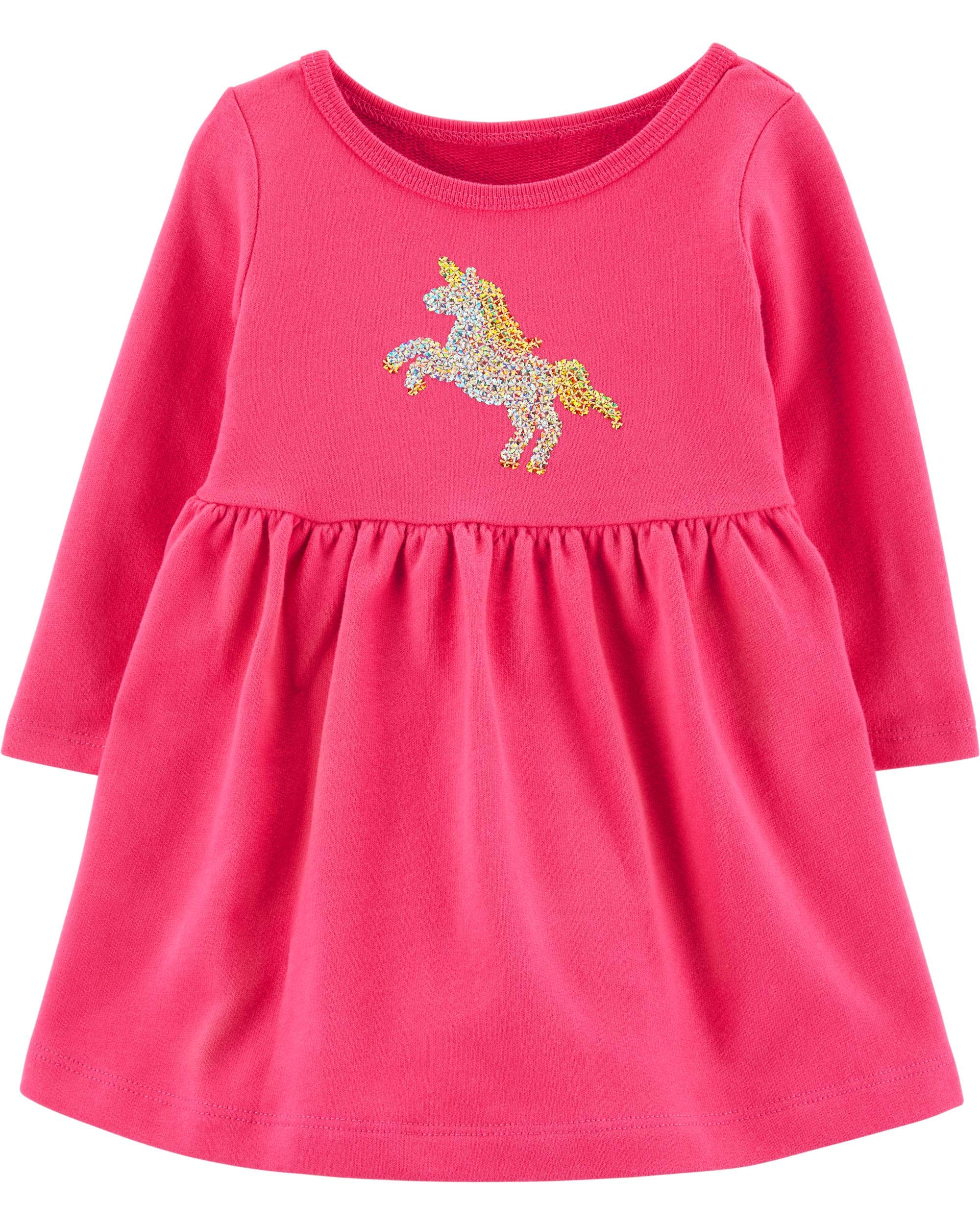 Carter's Girls' Jersey Dress - Soft Cotton Short Sleeve Casual Summer Dress for Toddlers & Kids - Perfect for Playdates, Beach Outings, and Everyday Wear
