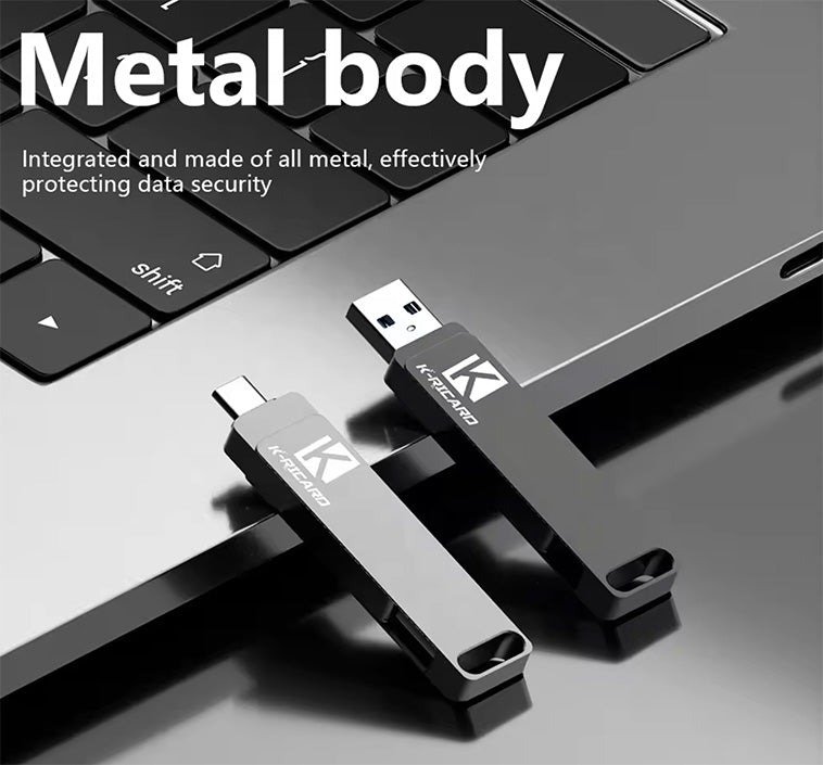 K Ricard 512GB USB Flash Drive with Dual USB 3.0 & USB-C Connectors - High-Speed Data Transfer for Mac, PC, Smartphones & Tablets - Perfect for Work, School & Travel Storage