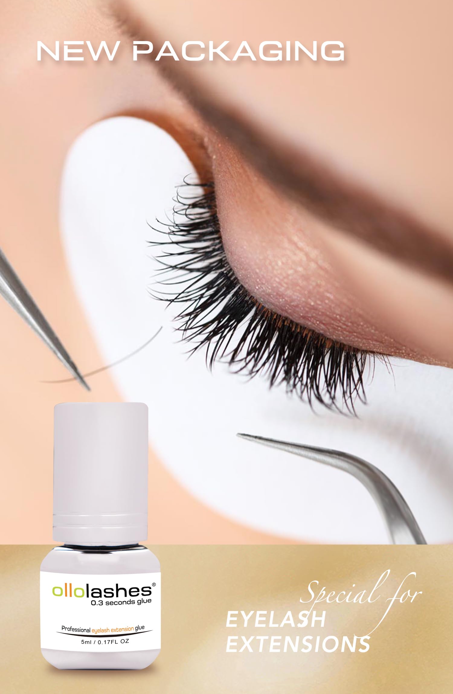 Professional Eyelash Extension Glue - Waterproof, Sweatproof, Oilproof - Fast Drying 0.3-1 Sec - Lasts 7-8 Weeks - 5ml Salon Quality Adhesive - Perfect for Lash Artists & Professionals - Ideal for Salon Use, Bridal Makeup & Special Occasions