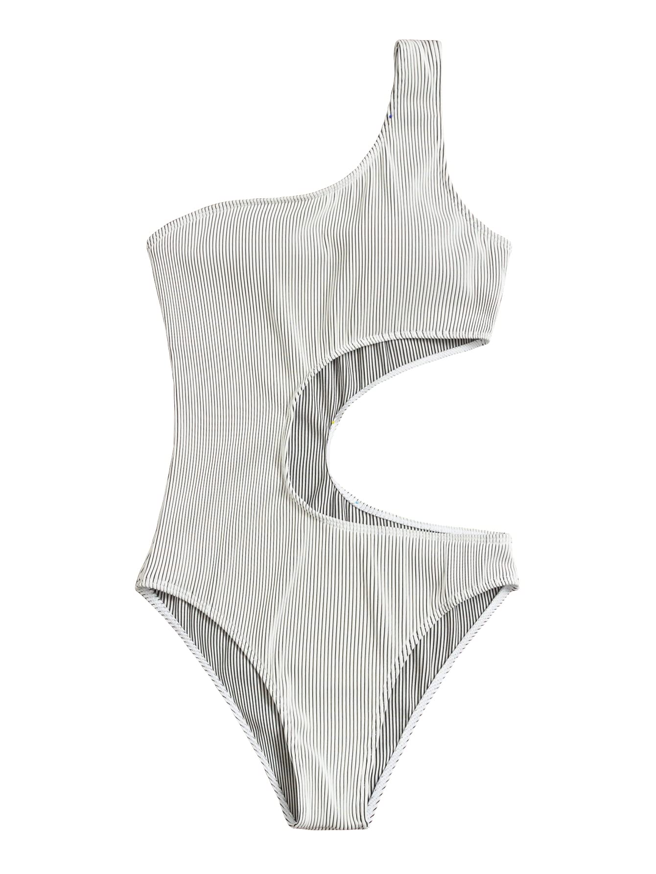 Stylish Women's Striped One Shoulder Cut Out Monokini Swimsuit | Sexy Bathing Suit for Beach & Pool | Perfect for Summer Vacations, Resort Wear, and Tropical Getaways