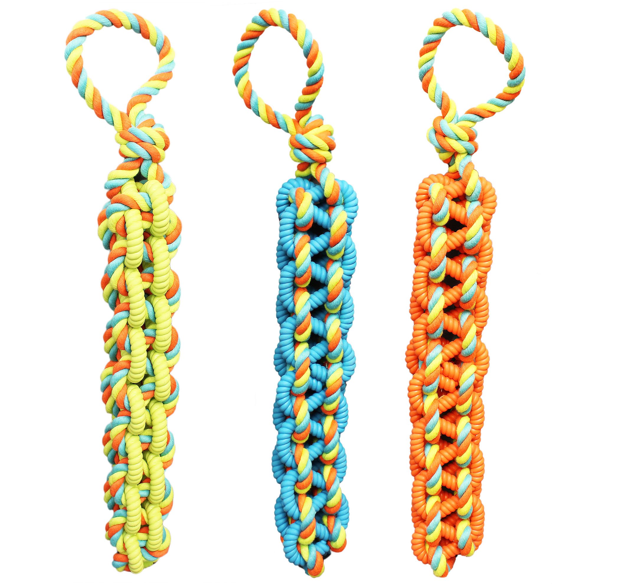 Boss Pet Chomper Braided TPR Rope Dog Toy - 2 Pack Durable Chew Ropes for Aggressive Chewers - Perfect for Fetch, Tug of War & Dental Health