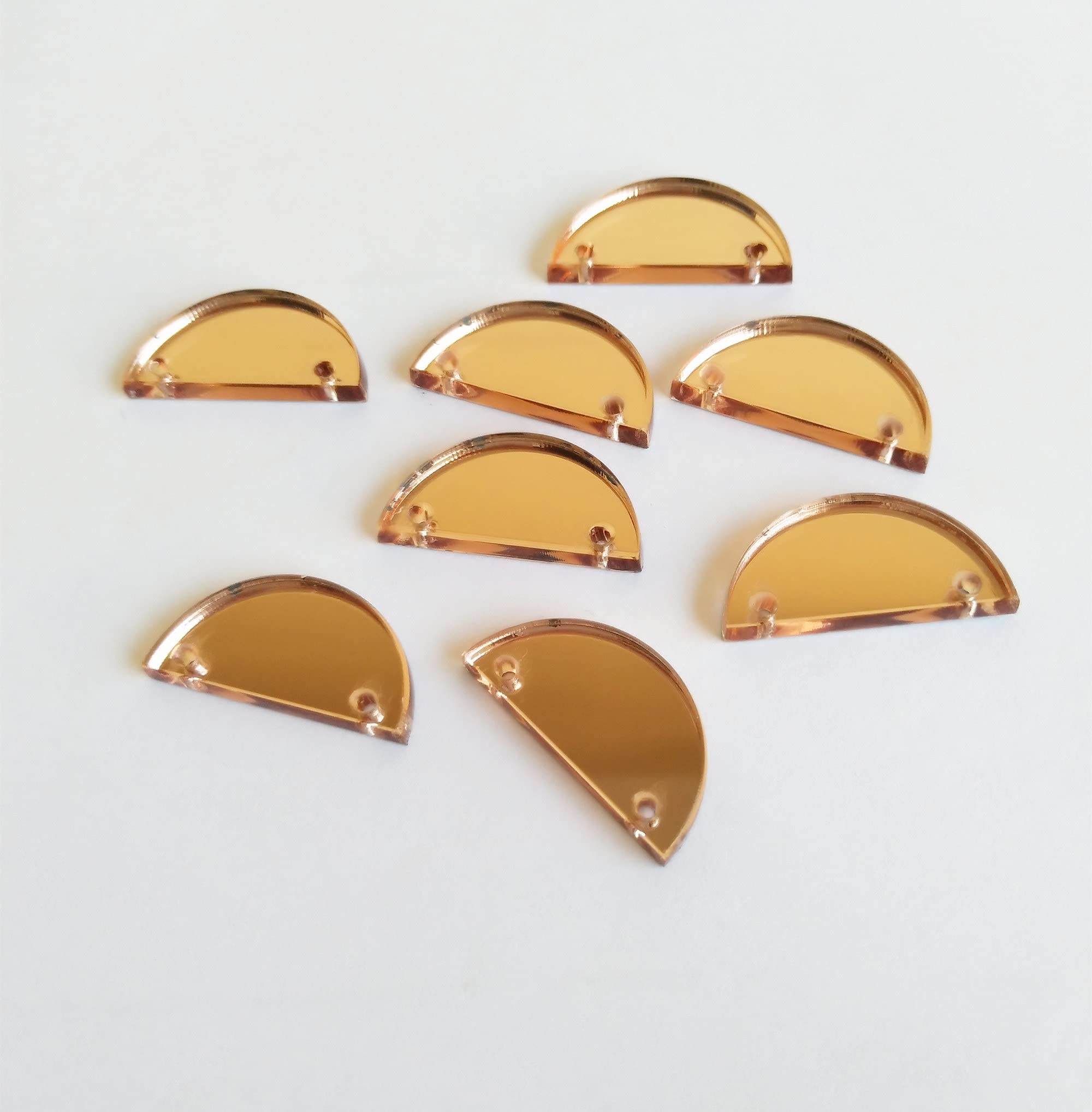 30PCS Half Circle Mirror Acrylic Jewelry Findings - Rose Gold Mirror Earring Blanks & Necklace Pendants for DIY Jewelry Making, Crafting, and Gift Giving