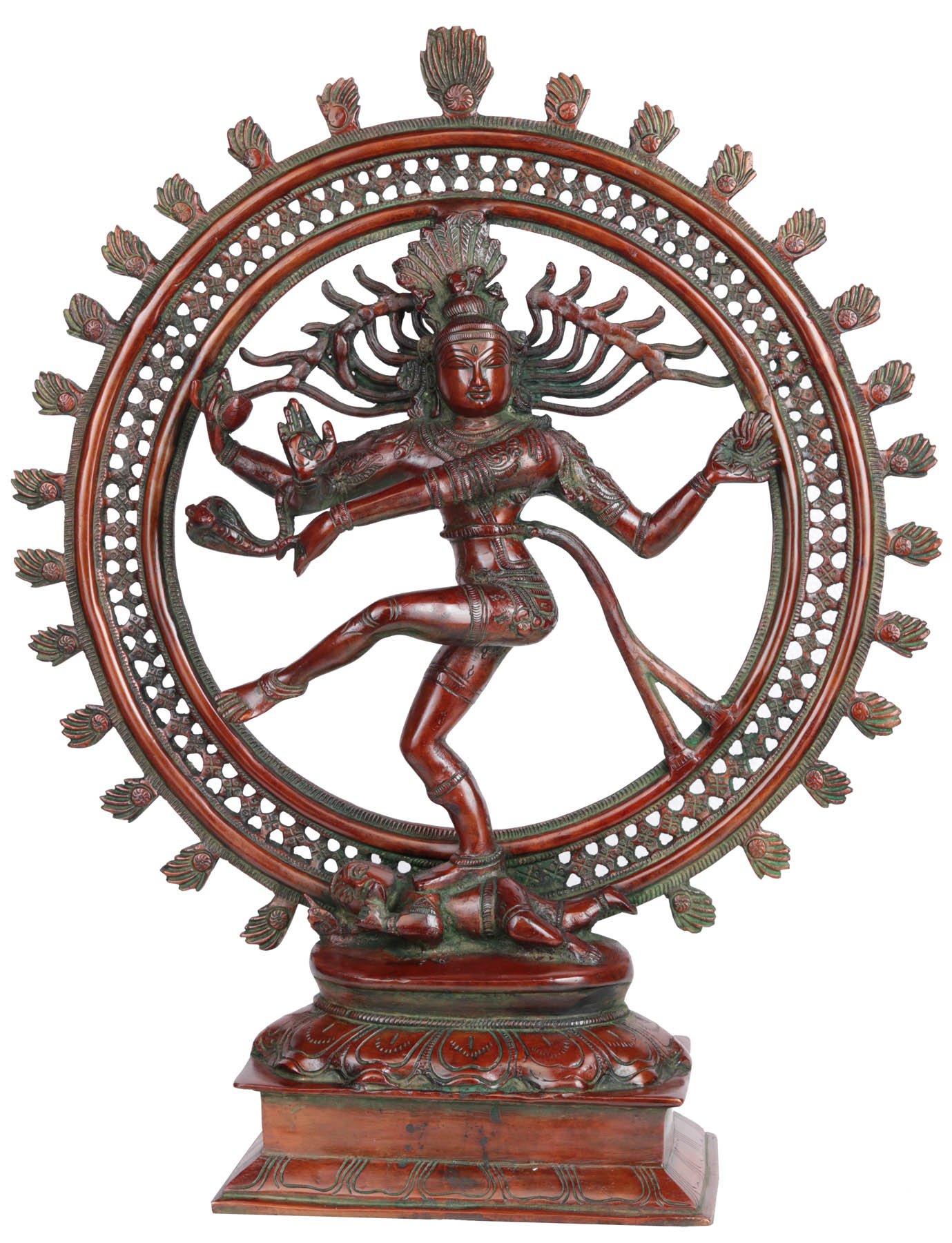 Nataraja King of Dancers Statue - Red Hindu God Shiva Sculpture for Home Decor & Yoga Studio | ZDN08 Chola Bronze Artwork
