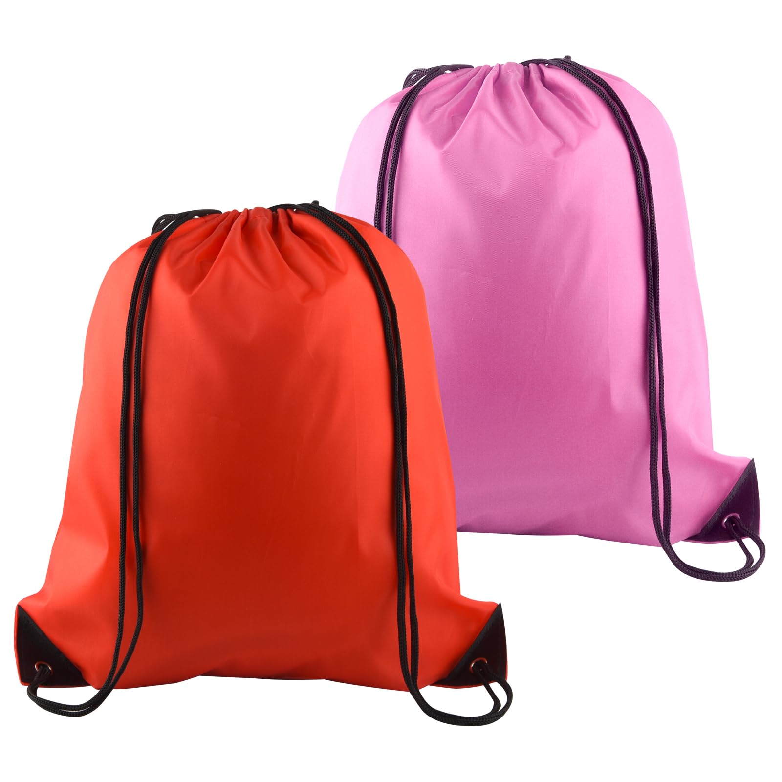 PLULON 2-Pack Drawstring Backpacks - Lightweight Gym Sack for Yoga, Travel & Outdoor Sports | Pink & Red Cinch Bags for School, Beach, Workout & Festival Essentials