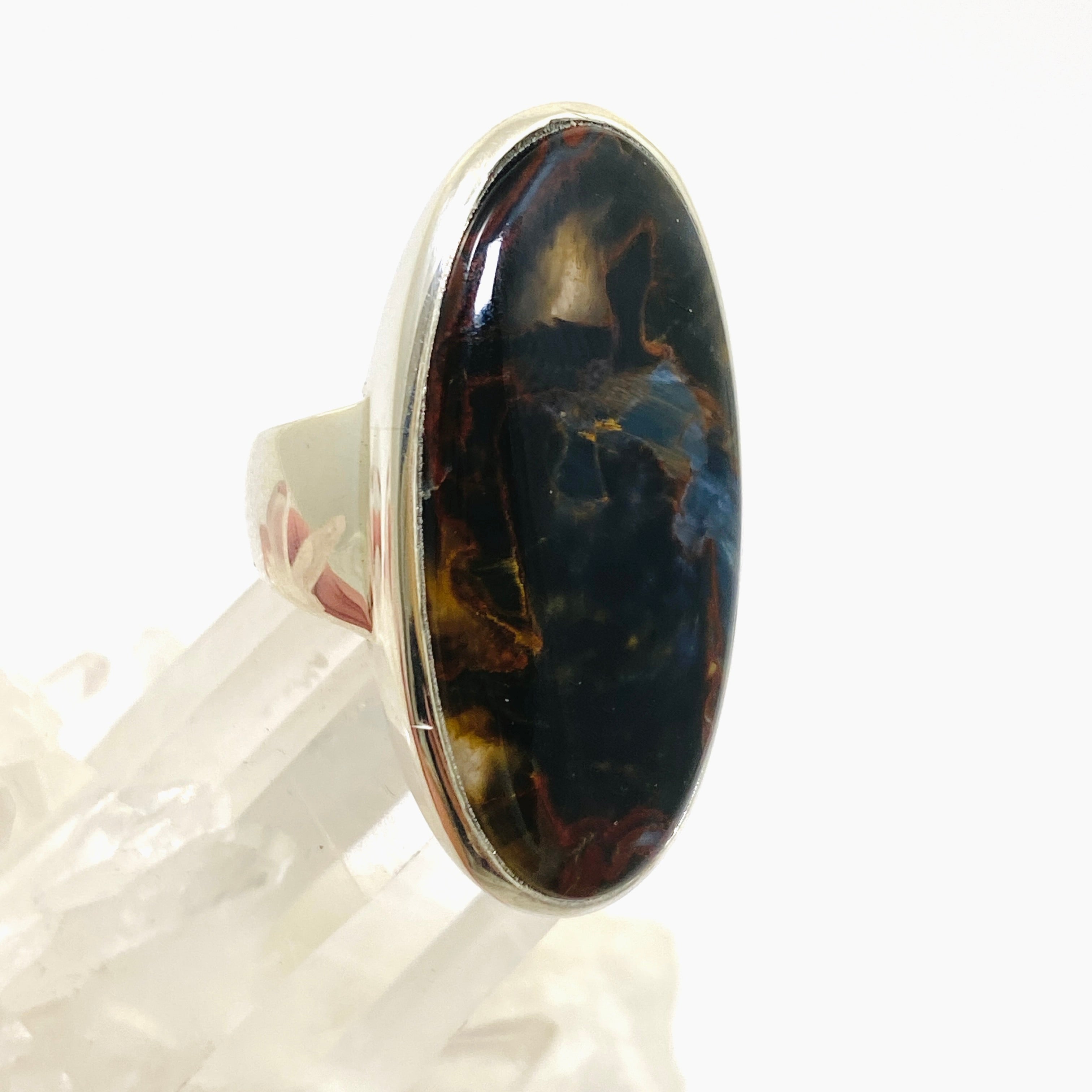 Pietersite Oval Cabochon Ring - Size 8 - Natural Stone Jewelry - PRGJ898 - Perfect for Boho Fashion & Spiritual Healing