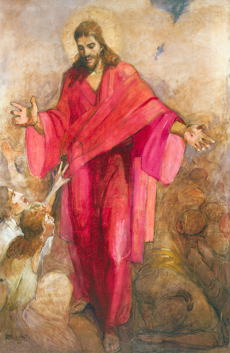 Large Christ in Red Robe Wall Art - Religious Home Decor for Living Room, Bedroom & Church