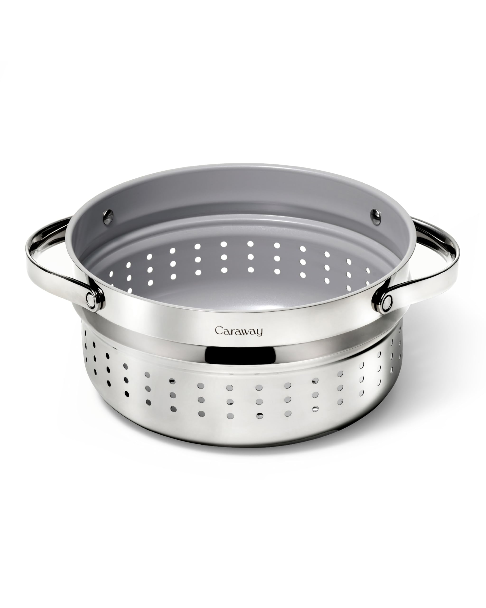 Caraway Steamer - Stainless Steel Vegetable Steamer Basket with Ergonomic Handles - Non Stick & Non-Toxic Coating for Healthy Cooking - Perfect for Steaming Vegetables, Seafood, Dumplings - Fits Most Pots & Pans Including Dutch Ovens - Large Size for Family Meals - Ideal for Healthy Meal Prep, Paleo & Keto Diets