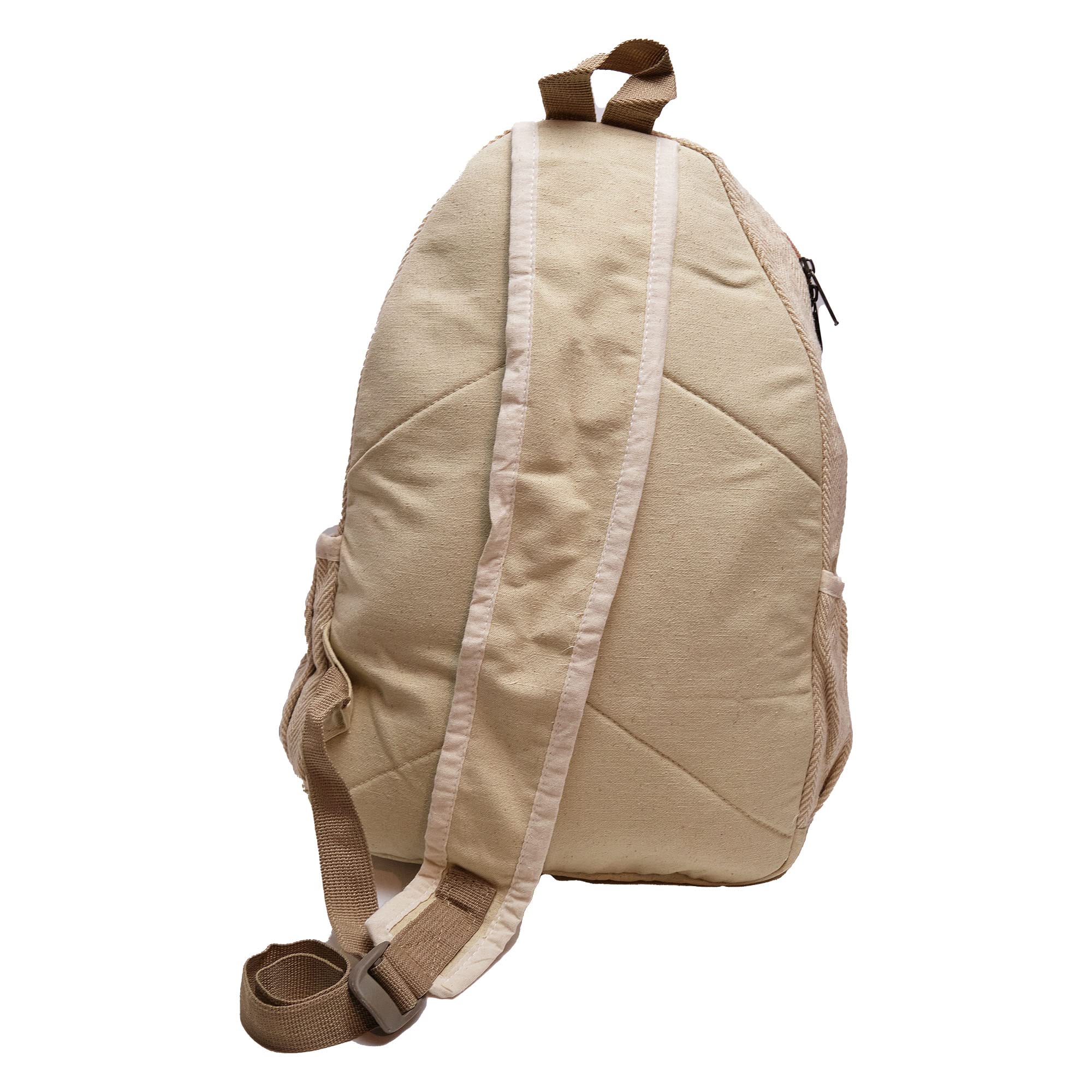 Zen Canyon Small Natural Hemp Herringbone Sling Bag Backpack - 15 x 9 Inches Crossbody Daypack for Travel, Hiking & Daily Use