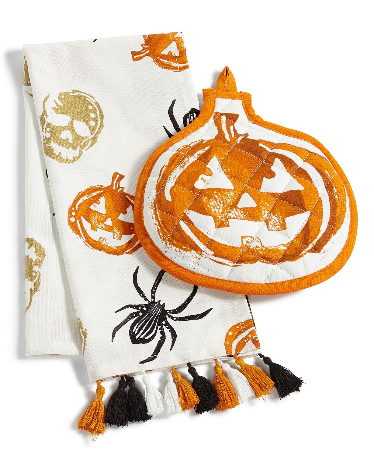 Martha Stewart Halloween Kitchen Towel and Oven Mitt 2-Piece Set - Spooky Holiday Decor & Baking Essentials for Halloween Parties and Festive Cooking