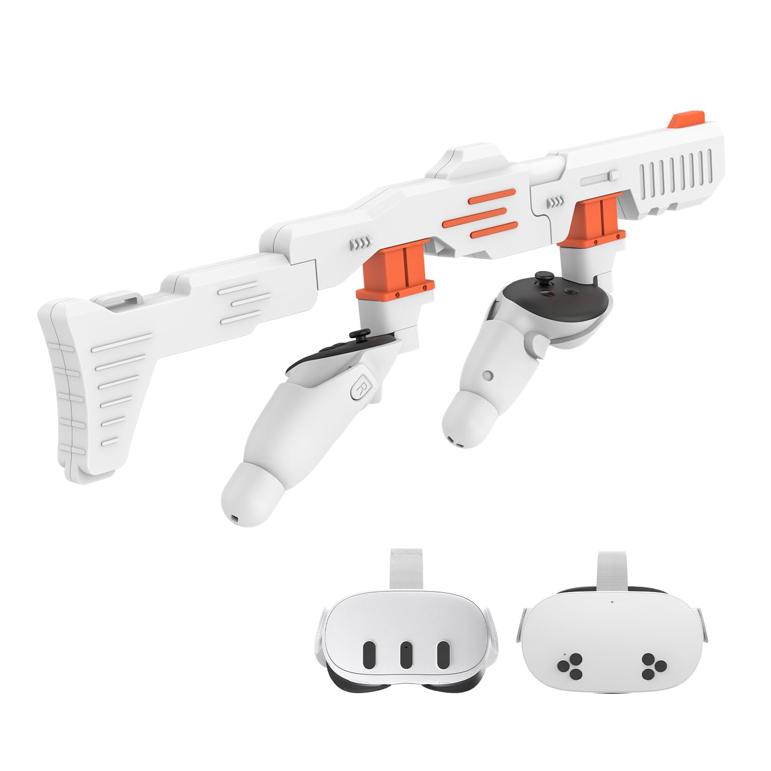 Weighted VR Gunstock Grip for Meta Quest 3S & Oculus 3 - Enhanced FPS Gaming Experience with Realistic Holding Feel | Perfect VR Accessory for Shooting Games | Great Birthday & Christmas Gift (Orange)