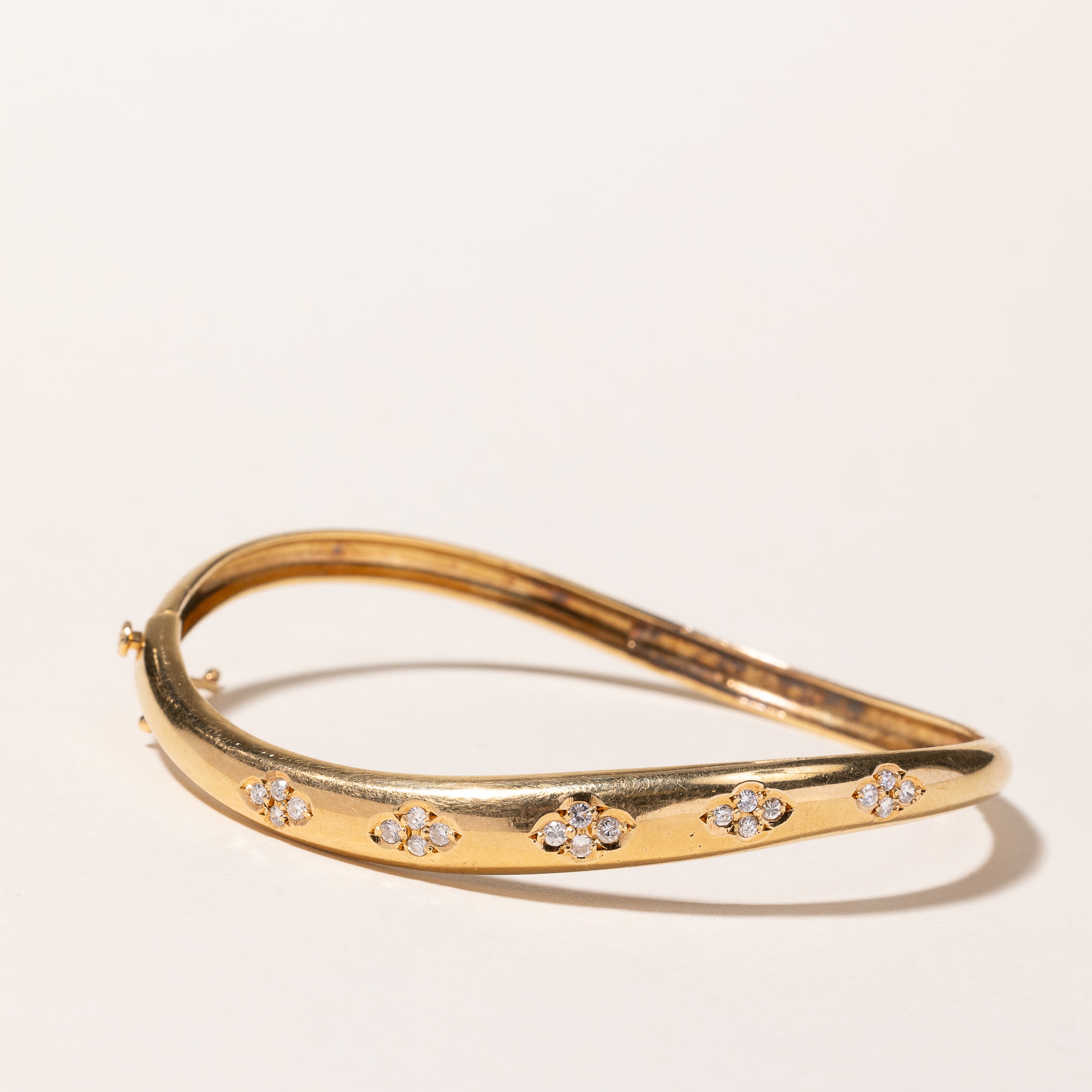 18K Yellow Gold Diamond Bangle Bracelet for Women | 0.27ctw Round Cut Diamond Tennis Bracelet | Elegant Jewelry Gift for Anniversary, Birthday & Special Occasions