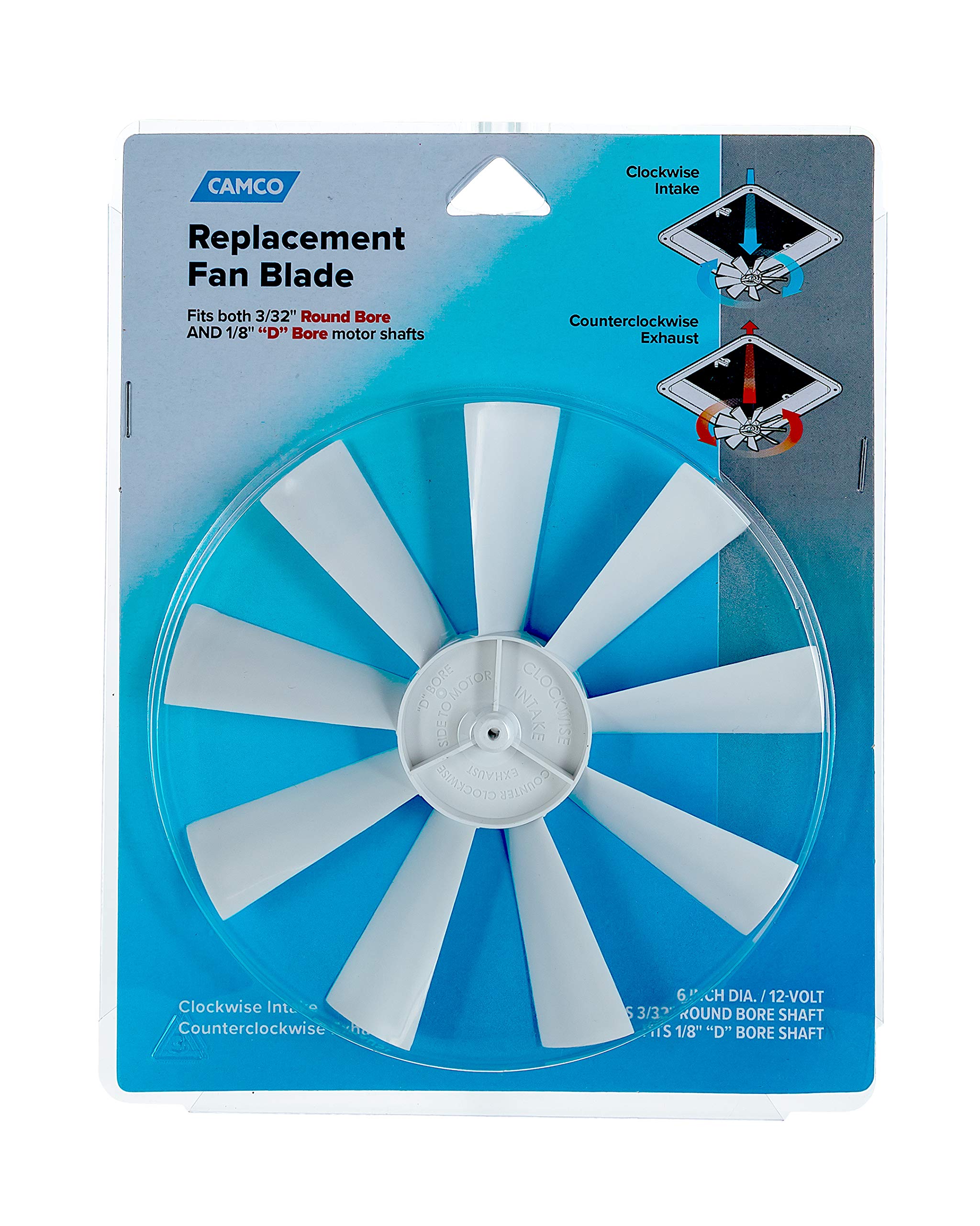 Camco 40428 Replacement RV Vent Inverse Fan Blade - White | Durable & Quiet RV Roof Vent Fan for Improved Airflow | Perfect for RVs, Campers & Trailers