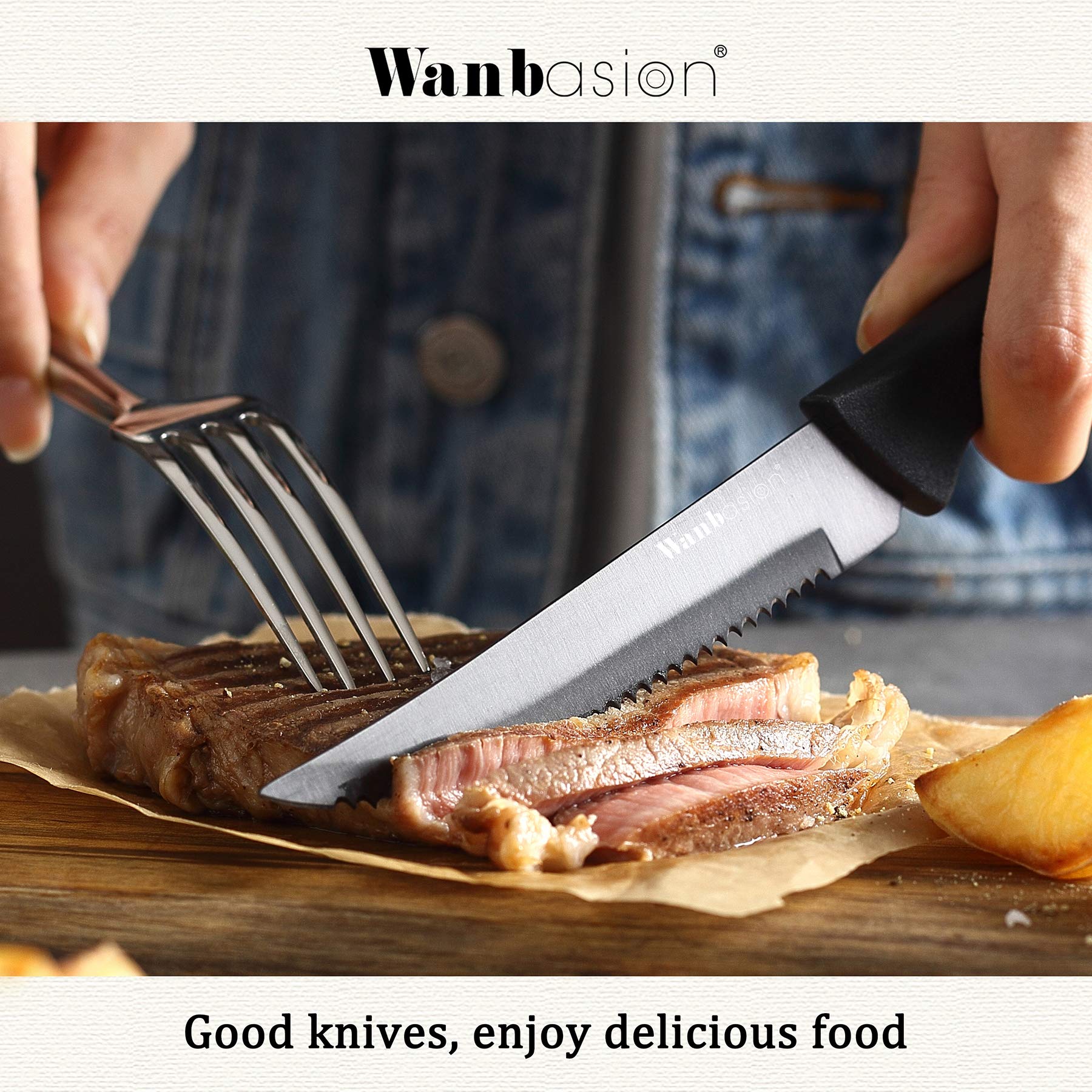 Premium 8-Piece Stainless Steel Steak Knife Set - Dishwasher Safe, Ultra Sharp & Rust Proof - Perfect for Steak Dinners, BBQ Parties & Fine Dining at Home
