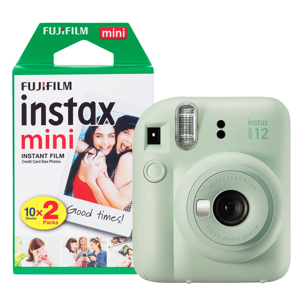Fujifilm Instax Mini 12 Instant Camera with 20 Shot Film Pack - Mint Green | Portable Instant Photo Camera for Travel, Parties & Memories | Perfect Gift for Teens & Adults