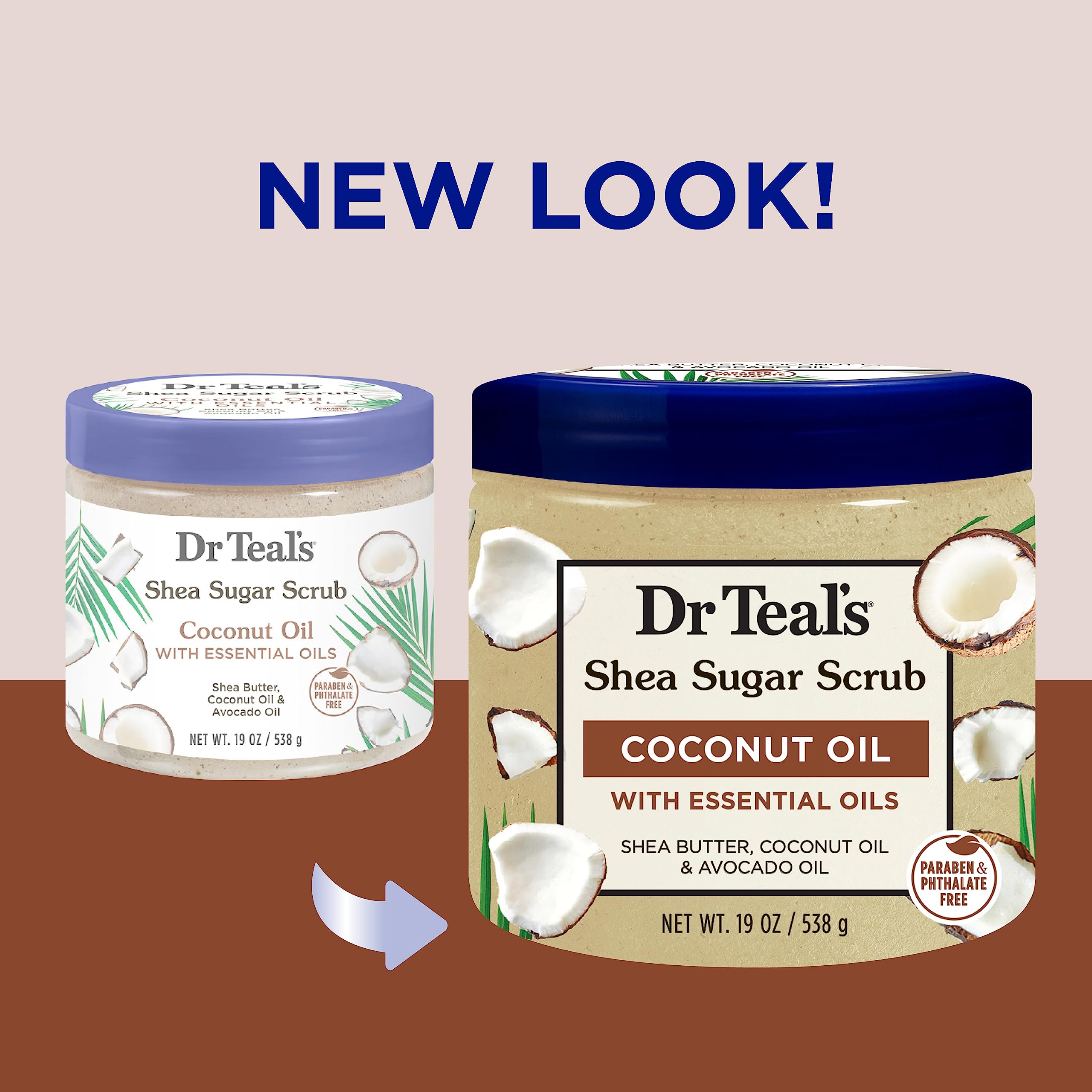 Dr Teal's Shea Sugar Body Scrub with Coconut Oil & Essential Oils - Exfoliating & Moisturizing for Soft Skin - 18.9oz (538g) - Perfect for Spa Day, Dry Skin Care & Relaxing Bath Time
