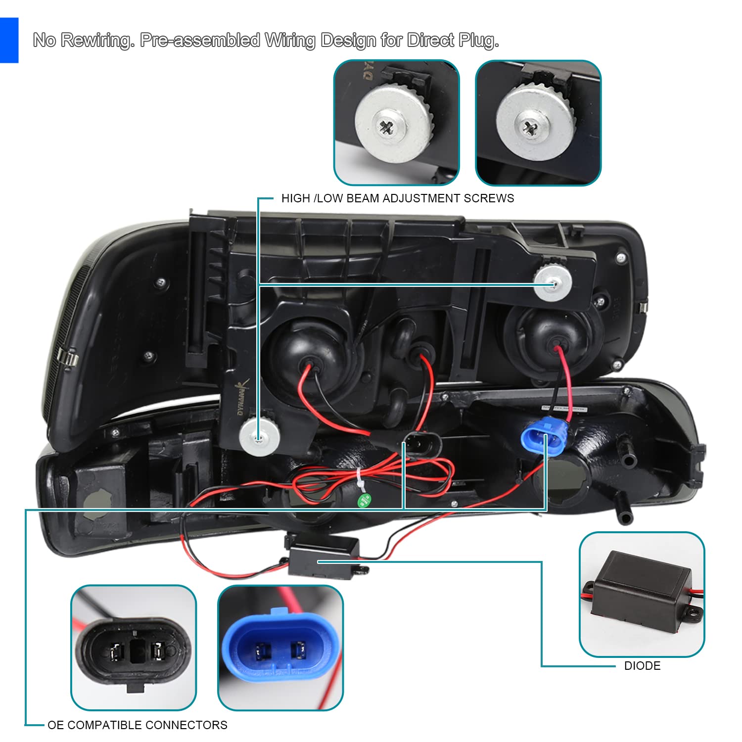 Spec-D Tuning Smoke Halo LED Projector Headlights with Smoke LED Bumper Lights - Compatible with 1992-2002 Chevy Silverado, Tahoe, Suburban - Left & Right Pair Headlamp Assembly - Upgrade Your Truck's Style & Night Visibility