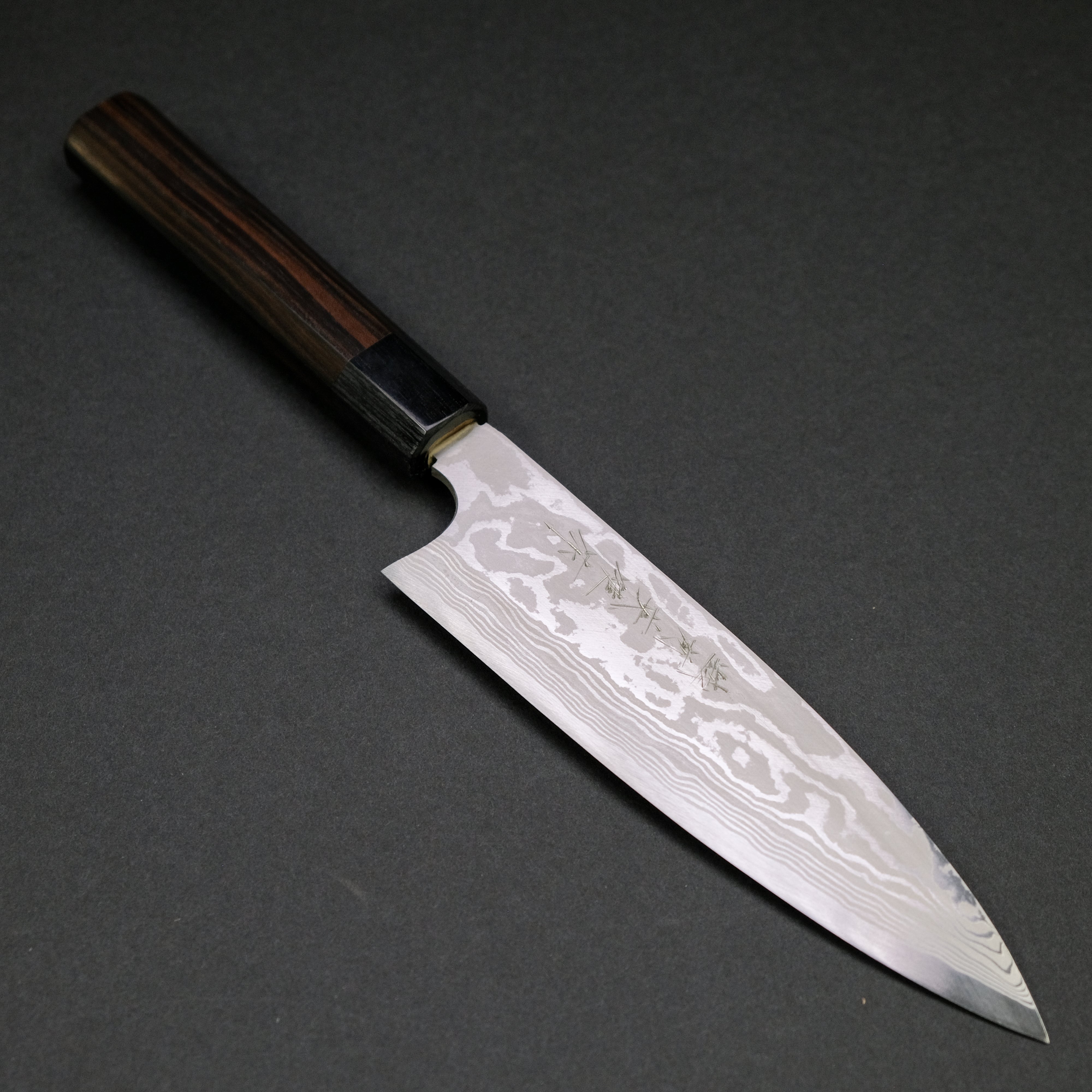 Premium Kitaoka Blue #2 Suminagashi Funayuki Japanese Kitchen Knife 180mm - Ebony Wood Handle - Perfect for Sushi, Sashimi & Precision Vegetable Cutting