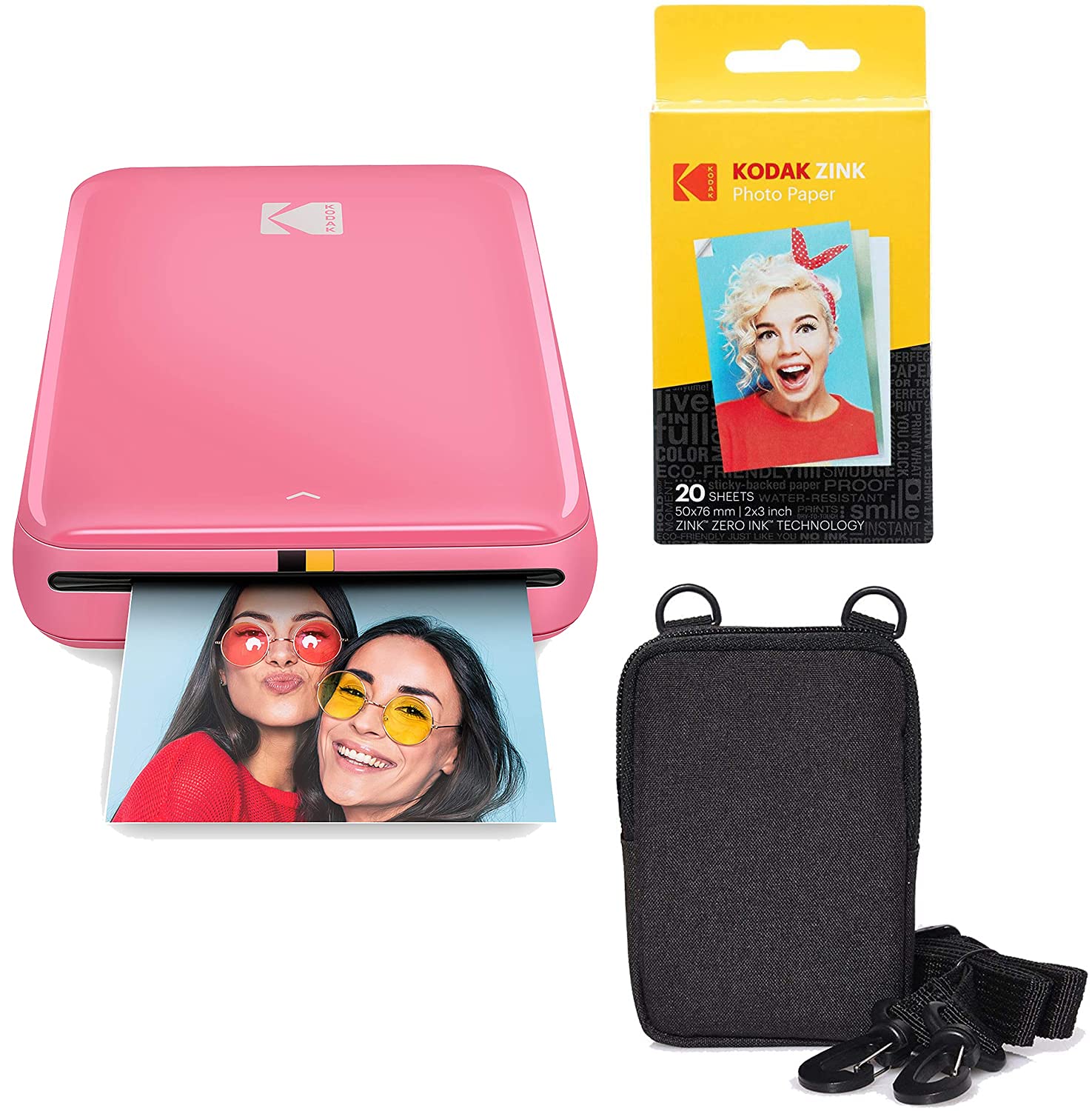 KODAK Step Instant Color Photo Printer with Bluetooth & NFC - Wireless Zink Technology, Compatible with iOS & Android via KODAK App (Pink) + 2x3