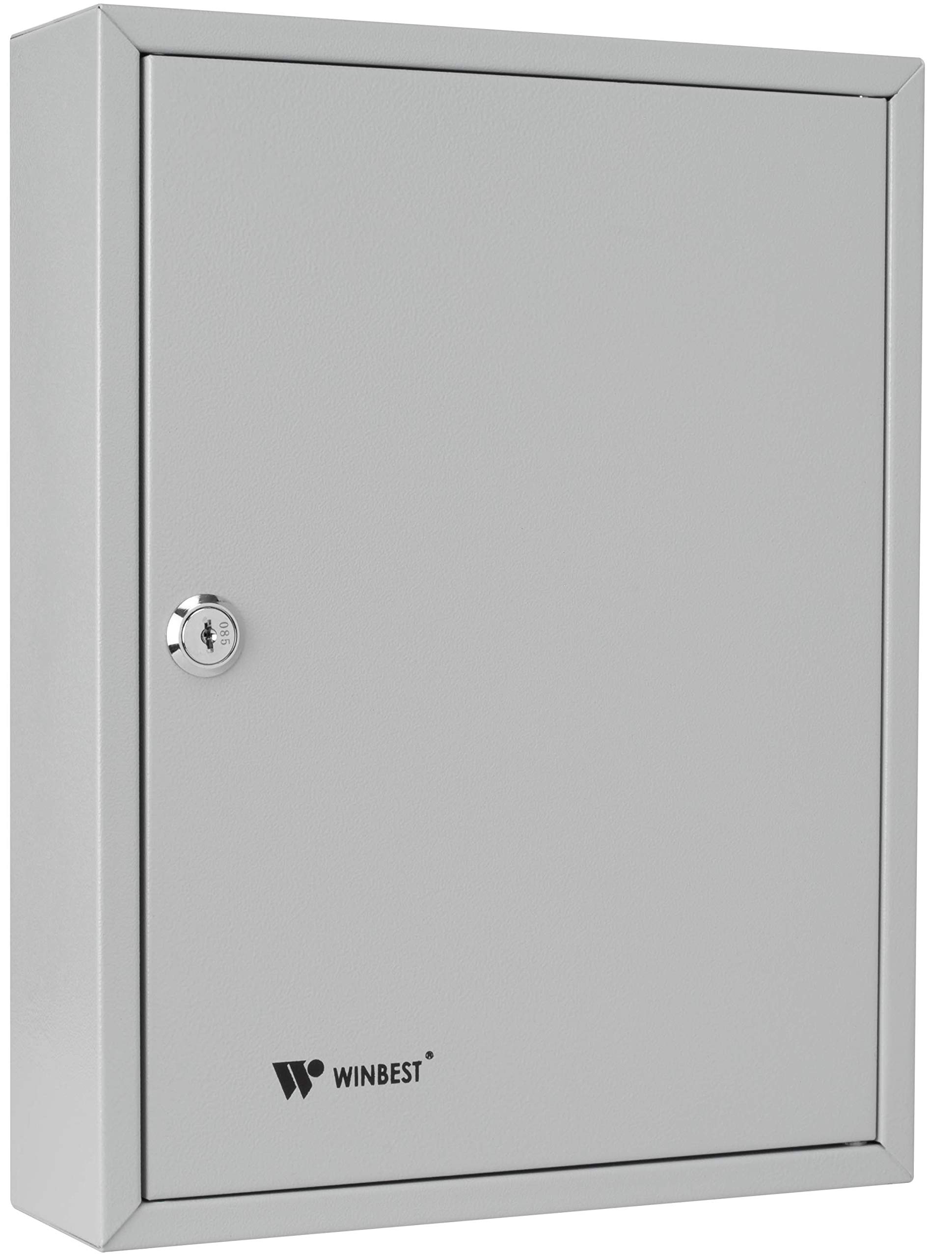 Steel Key Safe Box - Wall Mounted Key Storage Cabinet with Lock - Holds 75 Keys - Secure Key Organizer for Home, Office, or Business Use