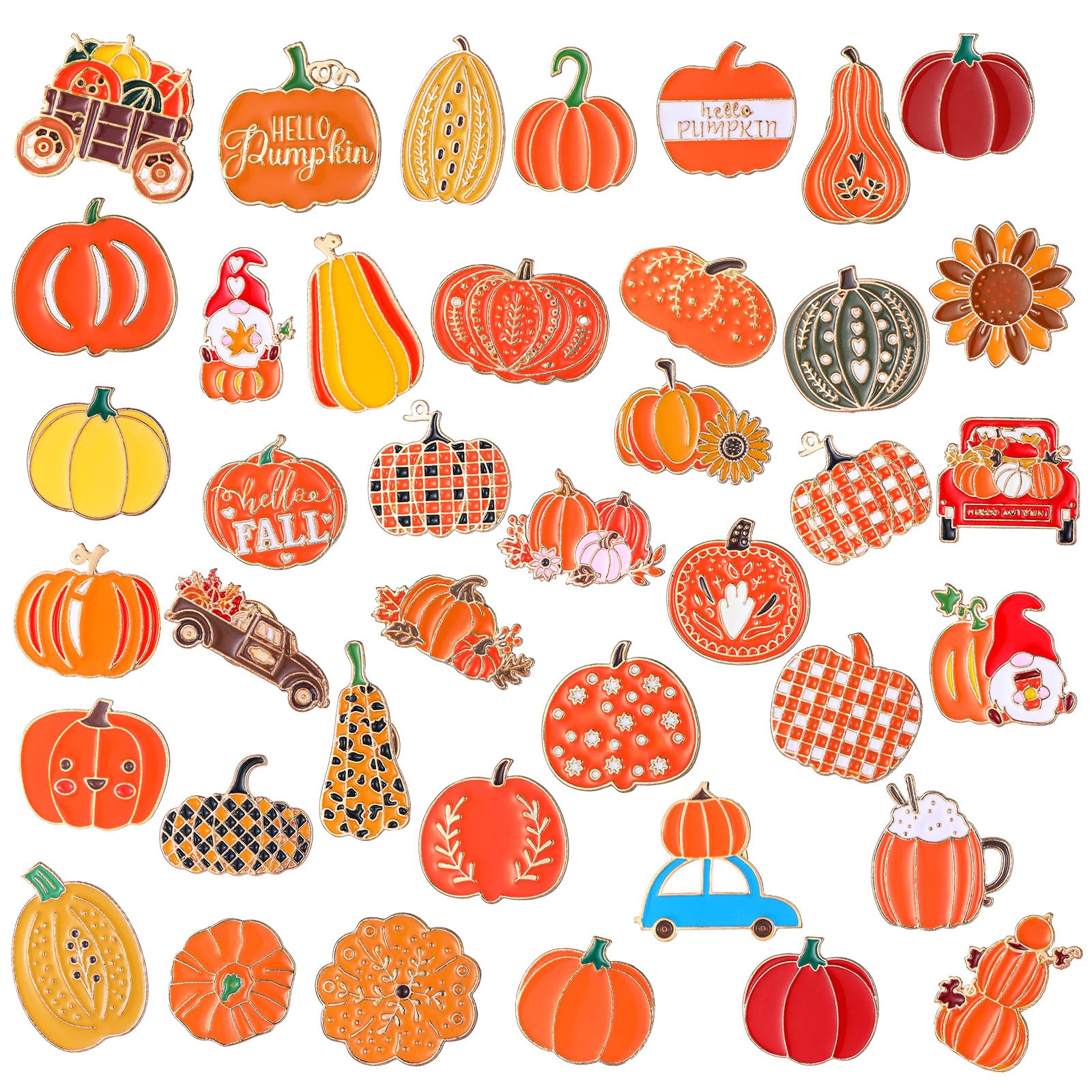 Fall Enamel Pins Bulk - 40 Pcs Cute Pumpkin & Sunflower Pins for Backpacks, Clothes & Gifts - Autumn Seasonal Accessories