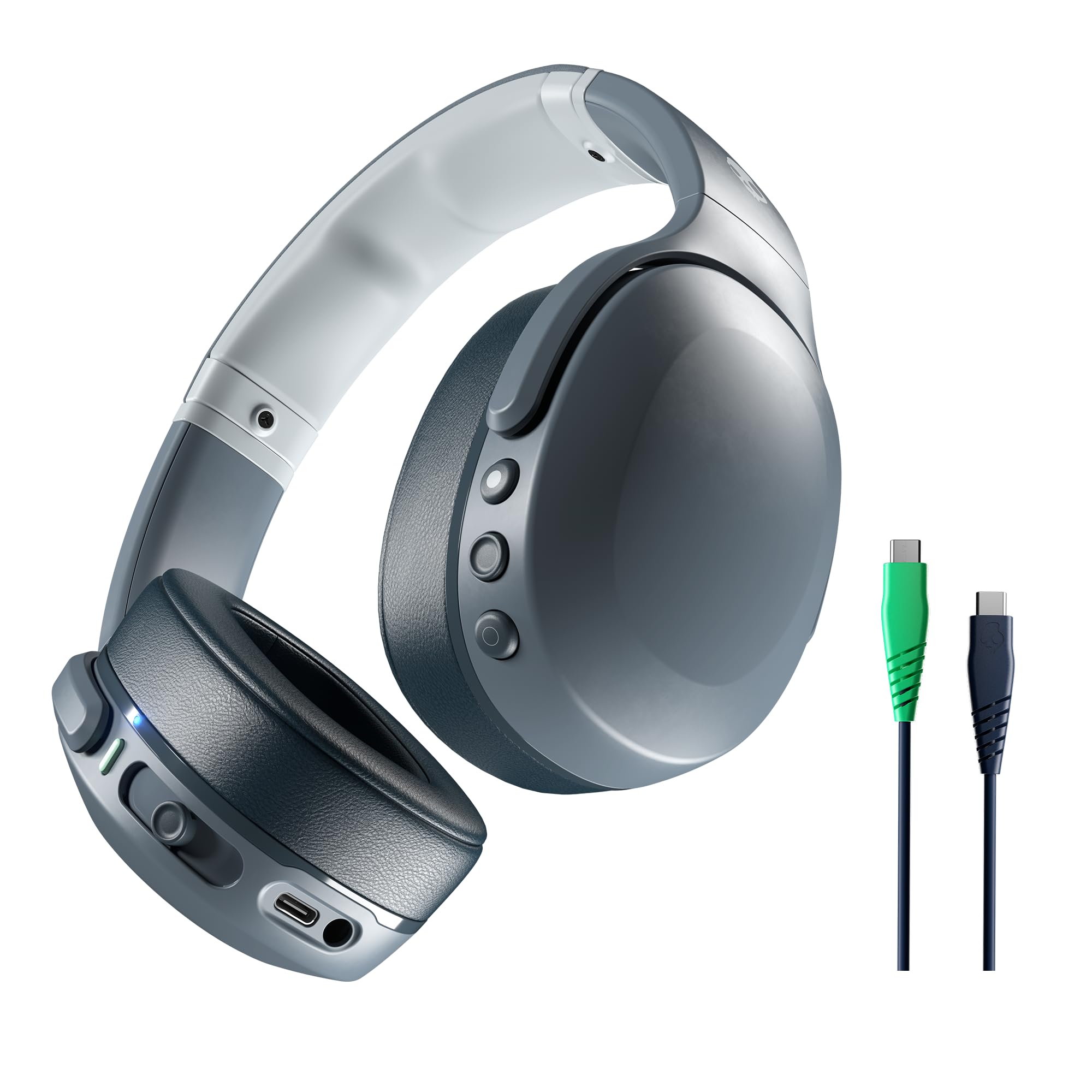 Skullcandy Crusher Evo Wireless Over-Ear Headphones with Powerful Sensory Bass, 40-Hour Battery, Built-in Mic & Charging Cable - Compatible with iPhone, Android & Bluetooth Devices (Grey) - Perfect for Gaming, Music & Travel