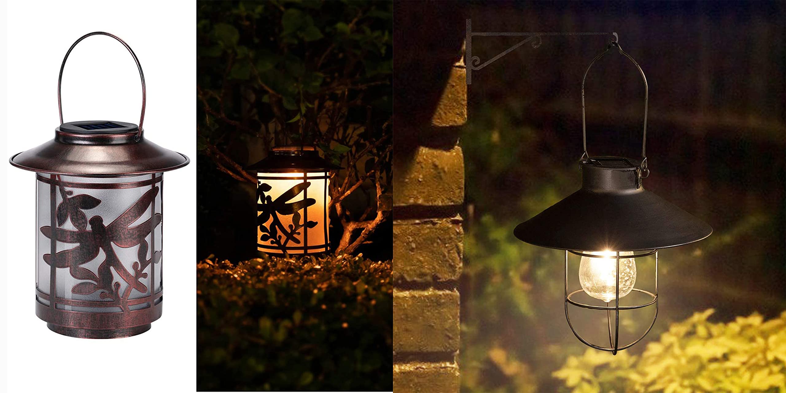 Vintage Metal Solar Lantern Outdoor Hanging Waterproof - Dragonfly Solar Light for Garden, Patio, Pathway & Backyard Decor - Weatherproof Solar Powered Lantern with LED Lights for Camping, Porch & Outdoor Parties