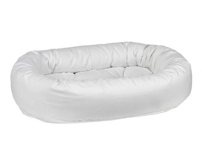 Bowser's Donut Bed Snowflake Print - Soft Microvelvet Pet Dog Bed for Small & Medium Breeds - Perfect for Cozy Naps & Cuddles in Living Room or Bedroom
