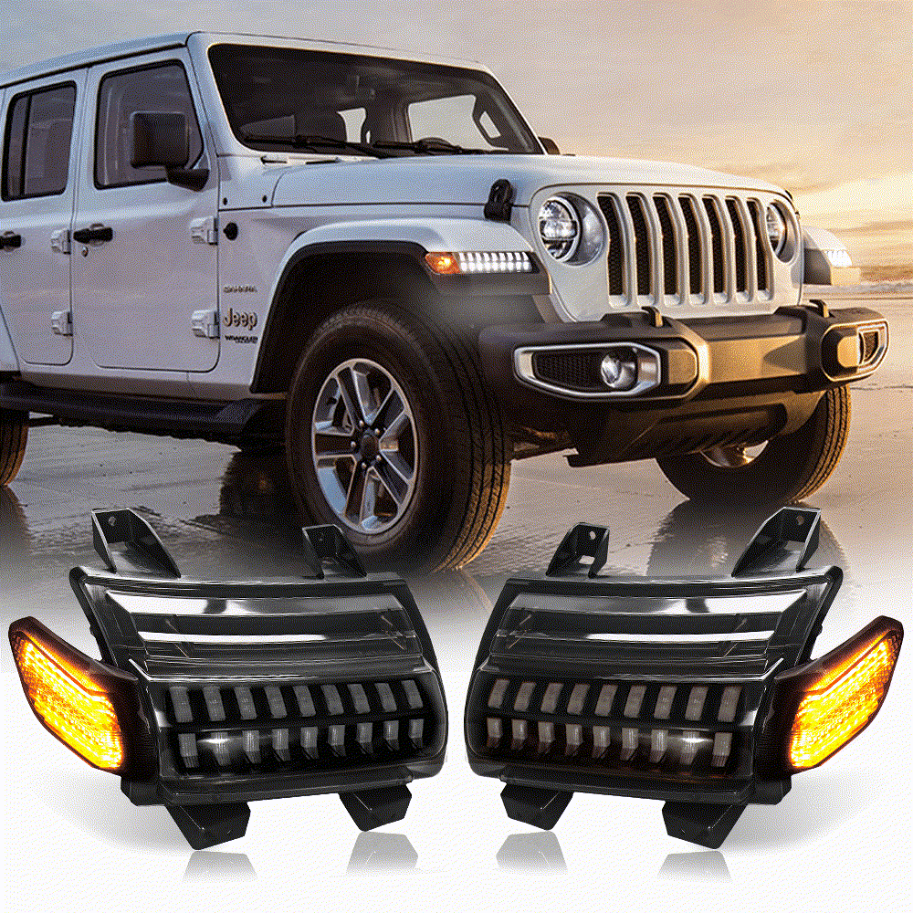 LOYO Jeep JL LED Fender Lights with LED Side Marker Lights - Waterproof Off-Road Lighting for Wrangler JK JL Accessories - Perfect for Night Driving & Off-Road Adventures